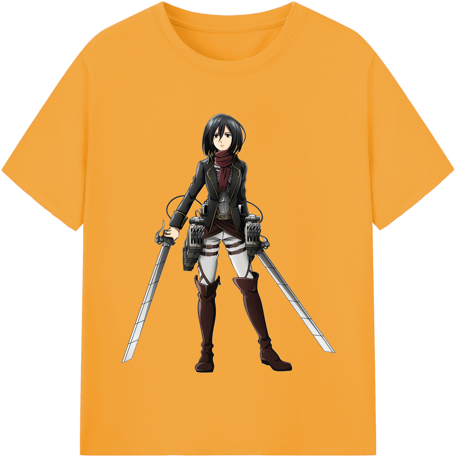（画像用） 進撃の巨人 ミカサ·アッカーマン Attack on Titan Mikasa Ackerman 綿100％半袖Tシャツ（フロントプリント）