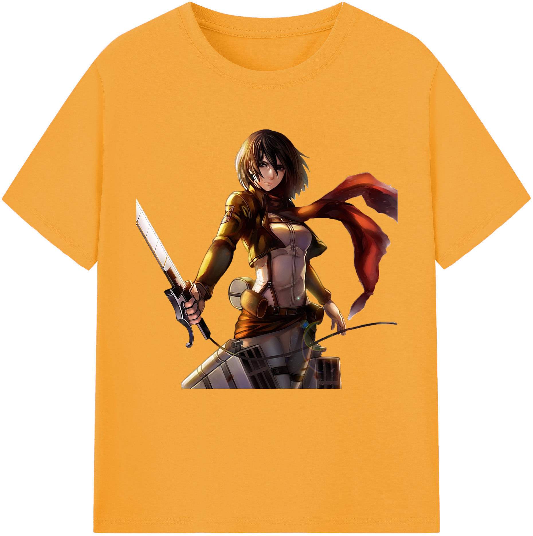 （画像用） 進撃の巨人 ミカサ·アッカーマン Attack on Titan Mikasa Ackerman 綿100％半袖Tシャツ（フロントプリント）