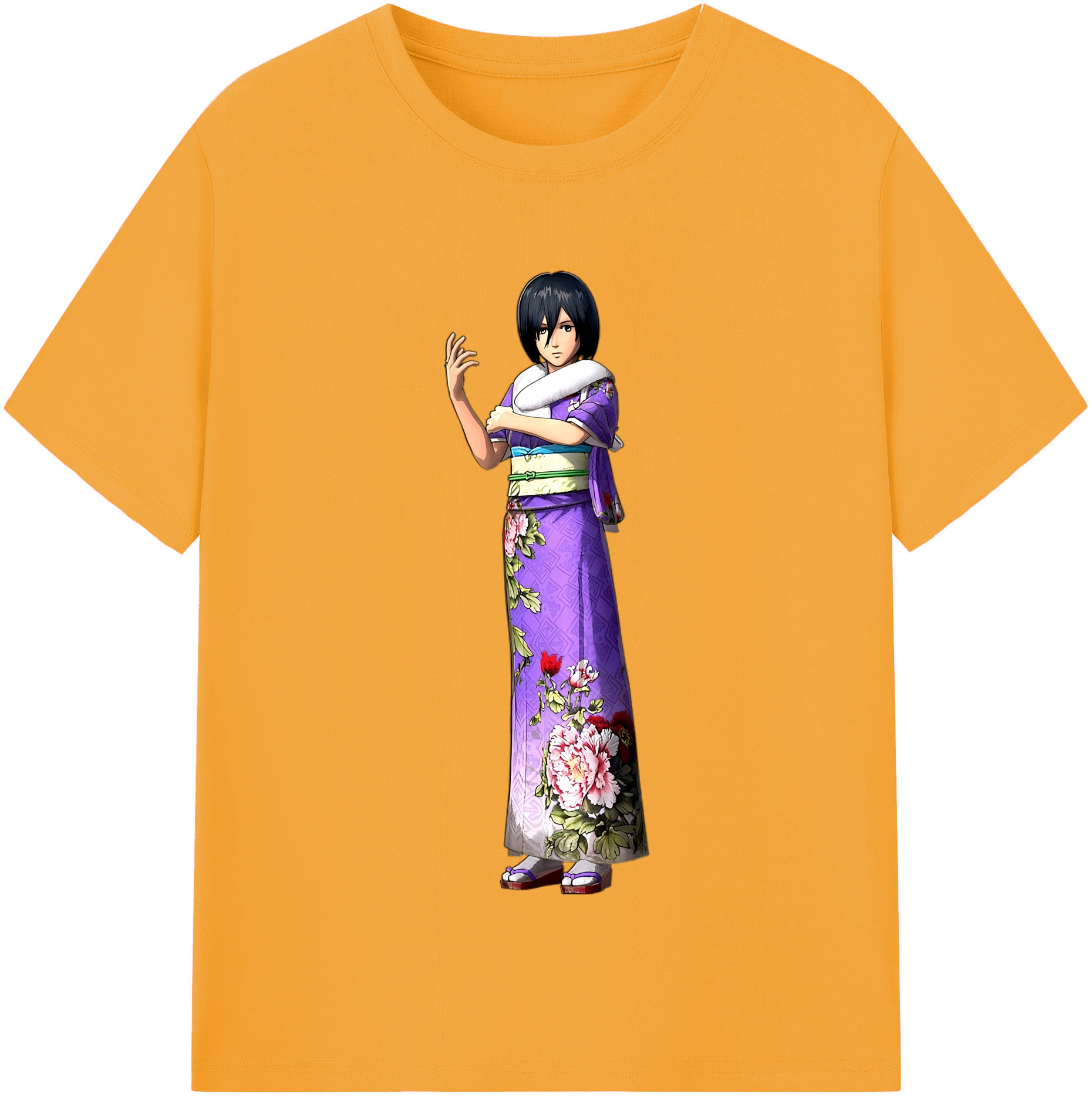 （画像用） 進撃の巨人 ミカサ·アッカーマン Attack on Titan Mikasa Ackerman 綿100％半袖Tシャツ（フロントプリント）