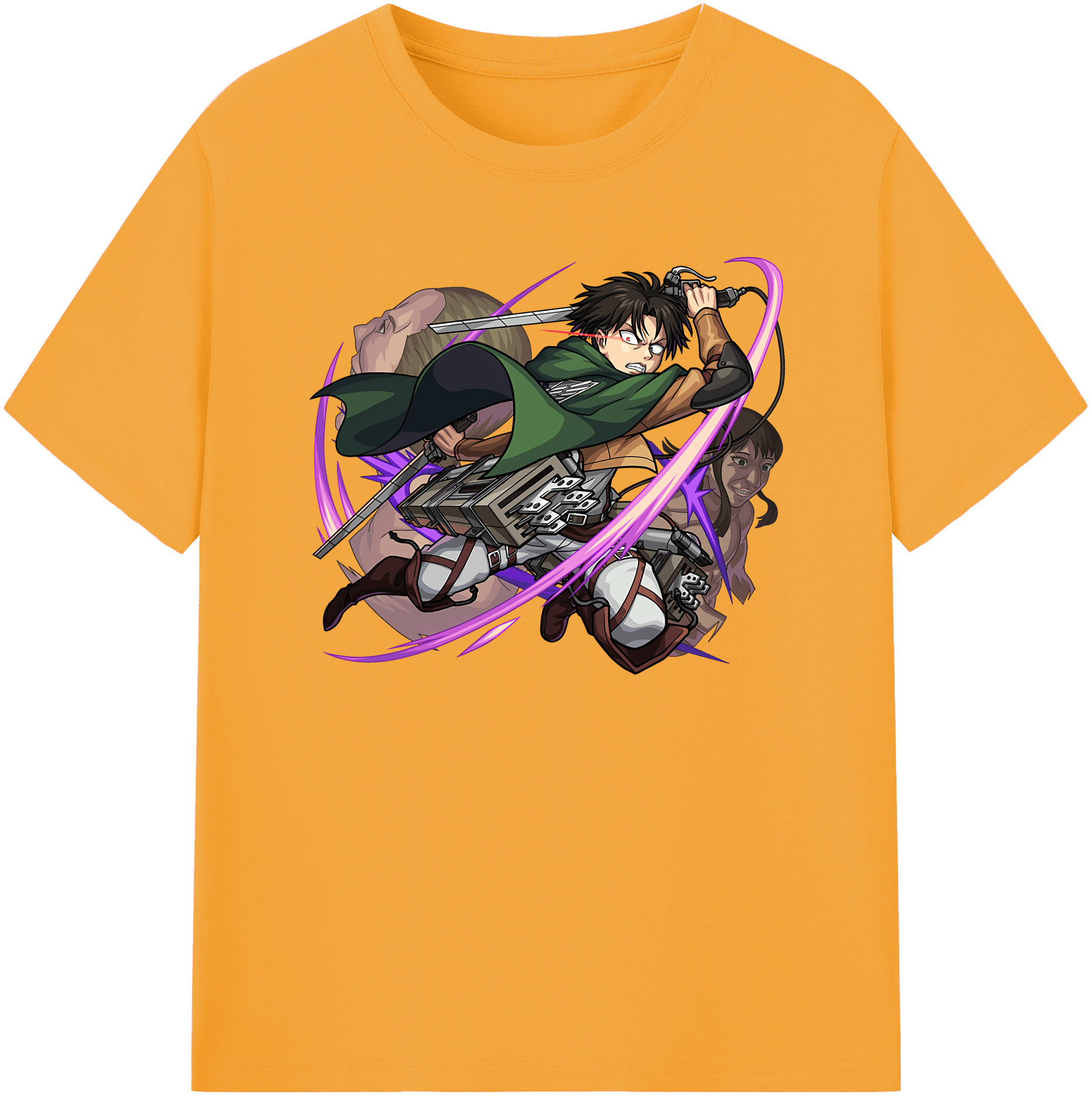 （画像用） 進撃の巨人 リヴァイ·アッカーマン Attack on Titan Levi Ackerman 綿100％半袖Tシャツ（フロントプリント）