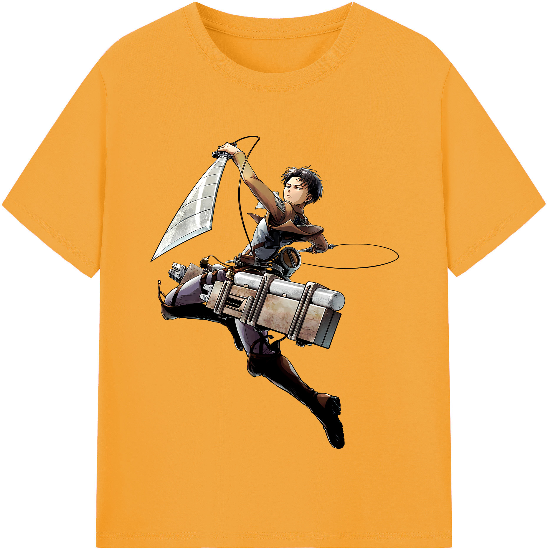 （画像用） 進撃の巨人 リヴァイ·アッカーマン Attack on Titan Levi Ackerman 綿100％半袖Tシャツ（フロントプリント）
