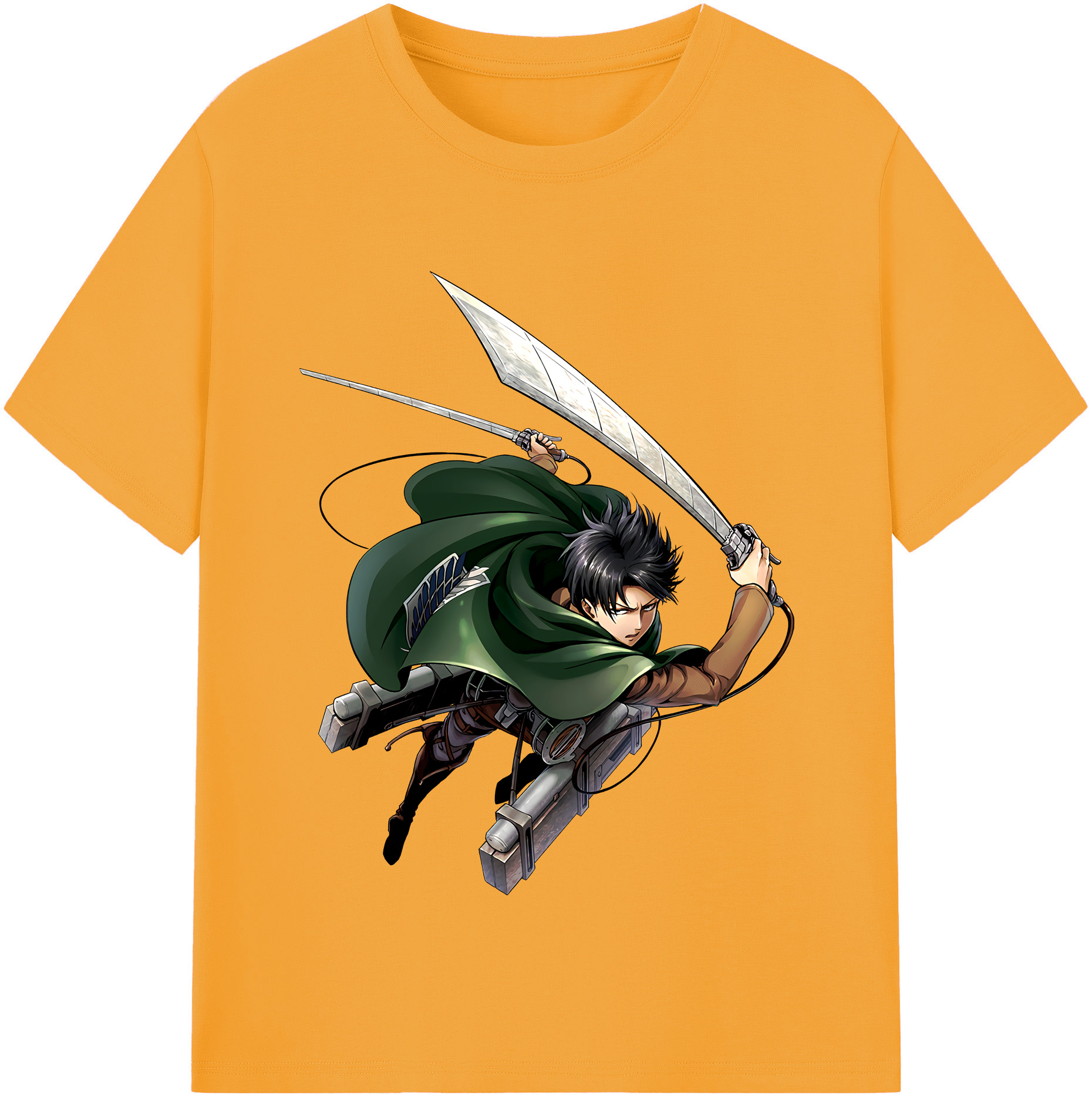 （画像用） 進撃の巨人 リヴァイ·アッカーマン Attack on Titan Levi Ackerman 綿100％半袖Tシャツ（フロントプリント）