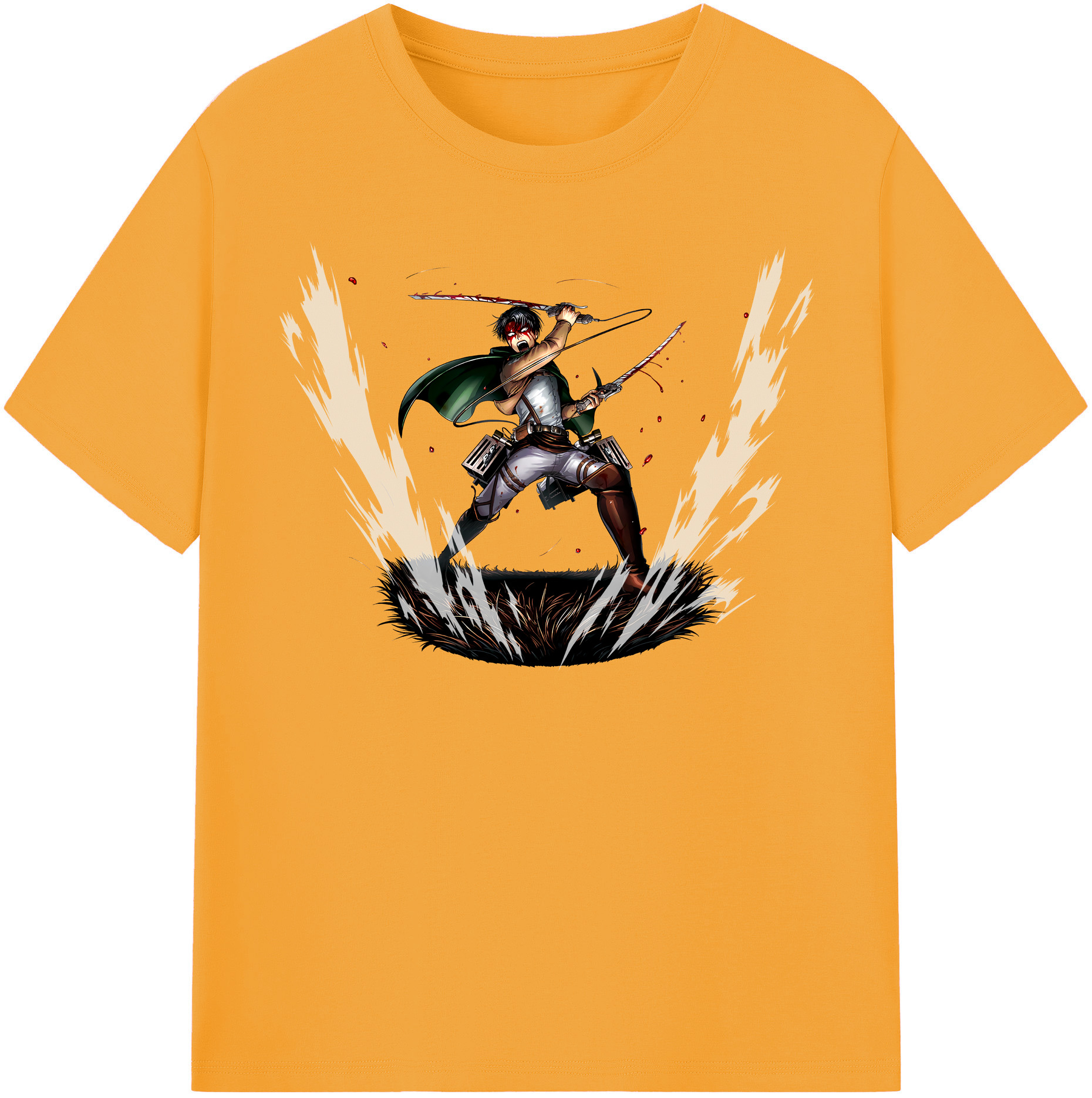 （画像用） 進撃の巨人 リヴァイ·アッカーマン Attack on Titan Levi Ackerman 綿100％半袖Tシャツ（フロントプリント）