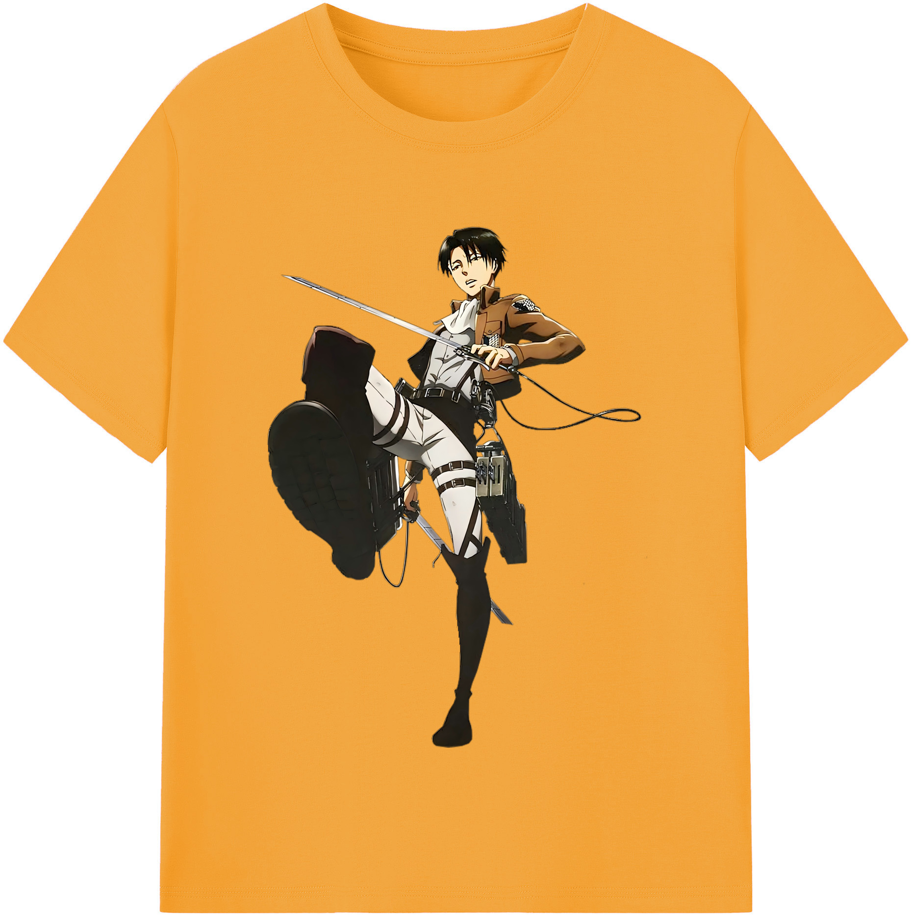 （画像用） 進撃の巨人 リヴァイ·アッカーマン Attack on Titan Levi Ackerman 綿100％半袖Tシャツ（フロントプリント）
