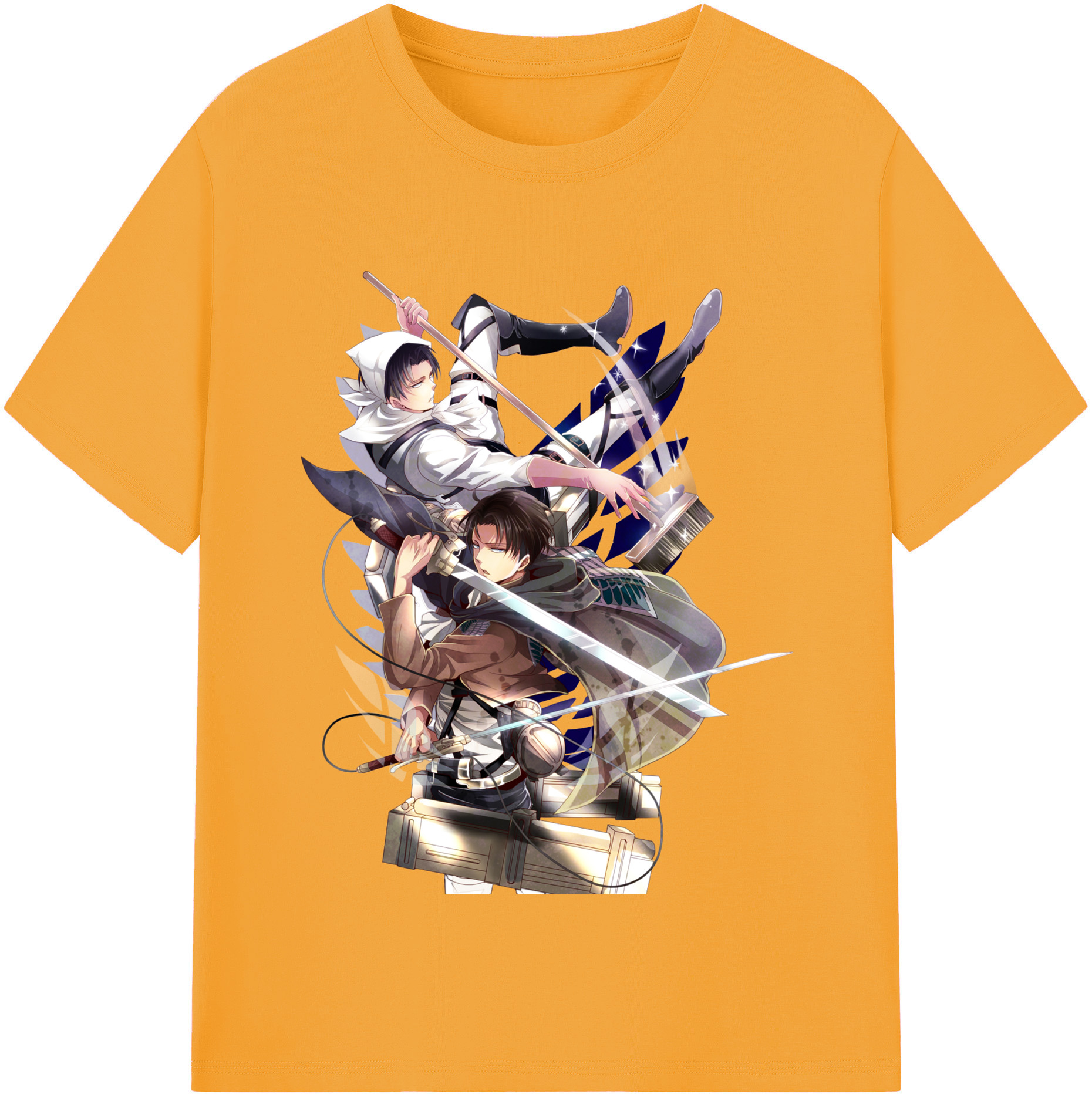 （画像用） 進撃の巨人 リヴァイ·アッカーマン Attack on Titan Levi Ackerman 綿100％半袖Tシャツ（フロントプリント）