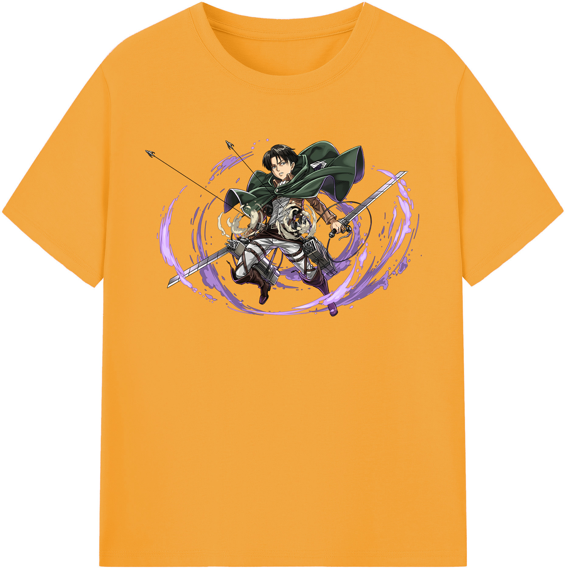 （画像用） 進撃の巨人 リヴァイ·アッカーマン Attack on Titan Levi Ackerman 綿100％半袖Tシャツ（フロントプリント）
