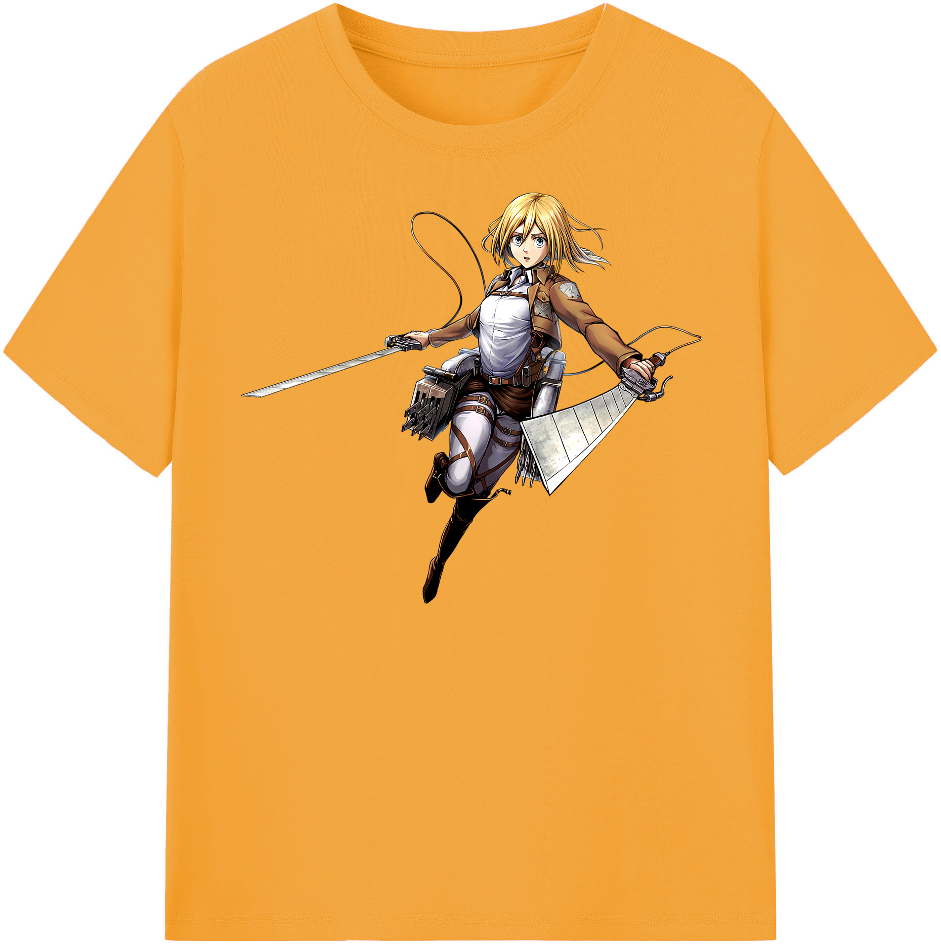 （画像用） 進撃の巨人 クリスタ·レンズ Attack on Titan Christa Lenz 綿100％半袖Tシャツ（フロントプリント）
