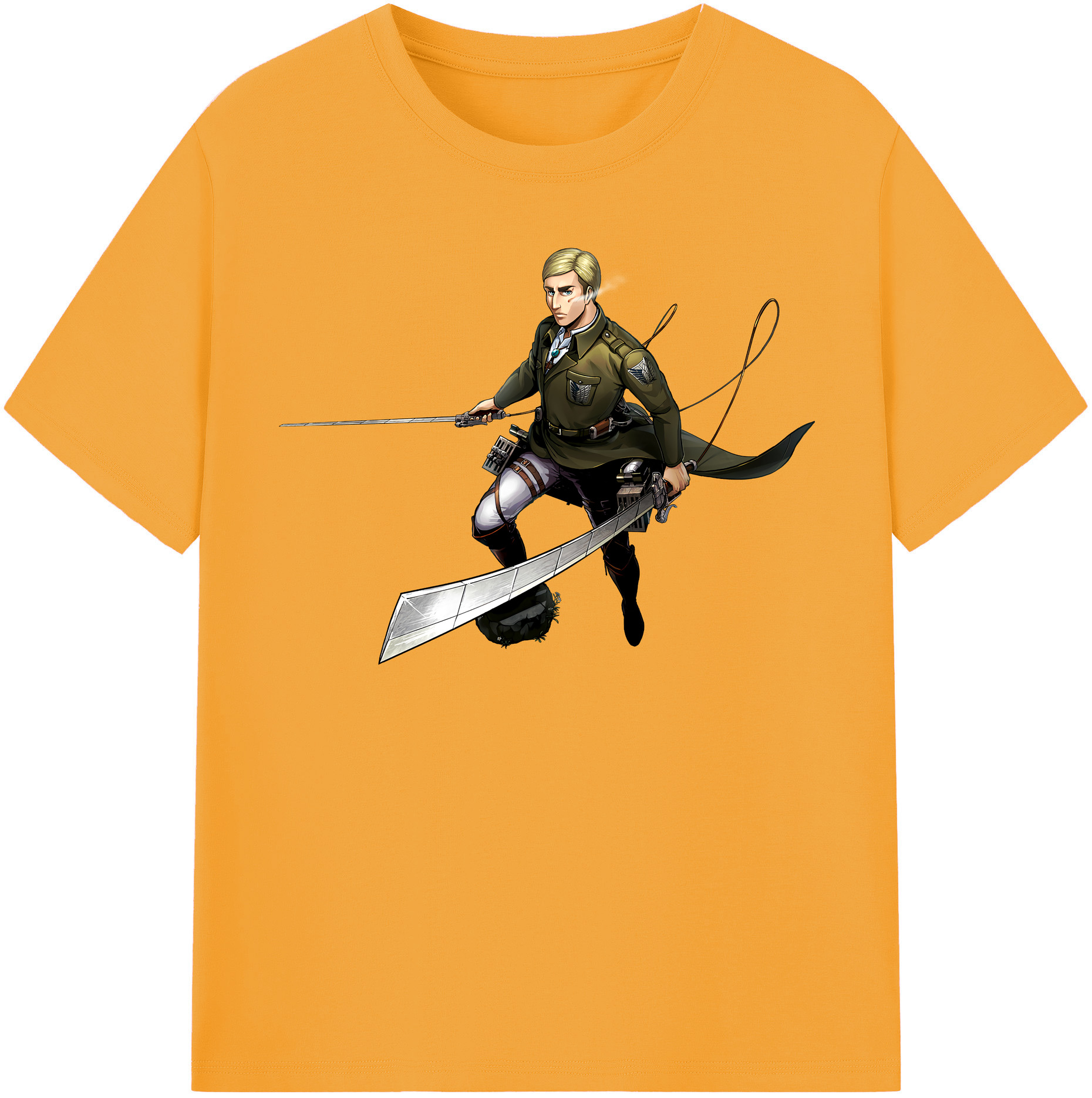 （画像用） 進撃の巨人 エルヴィン・スミス Attack on Titan Erwin Smith 綿100％半袖Tシャツ（フロントプリント）