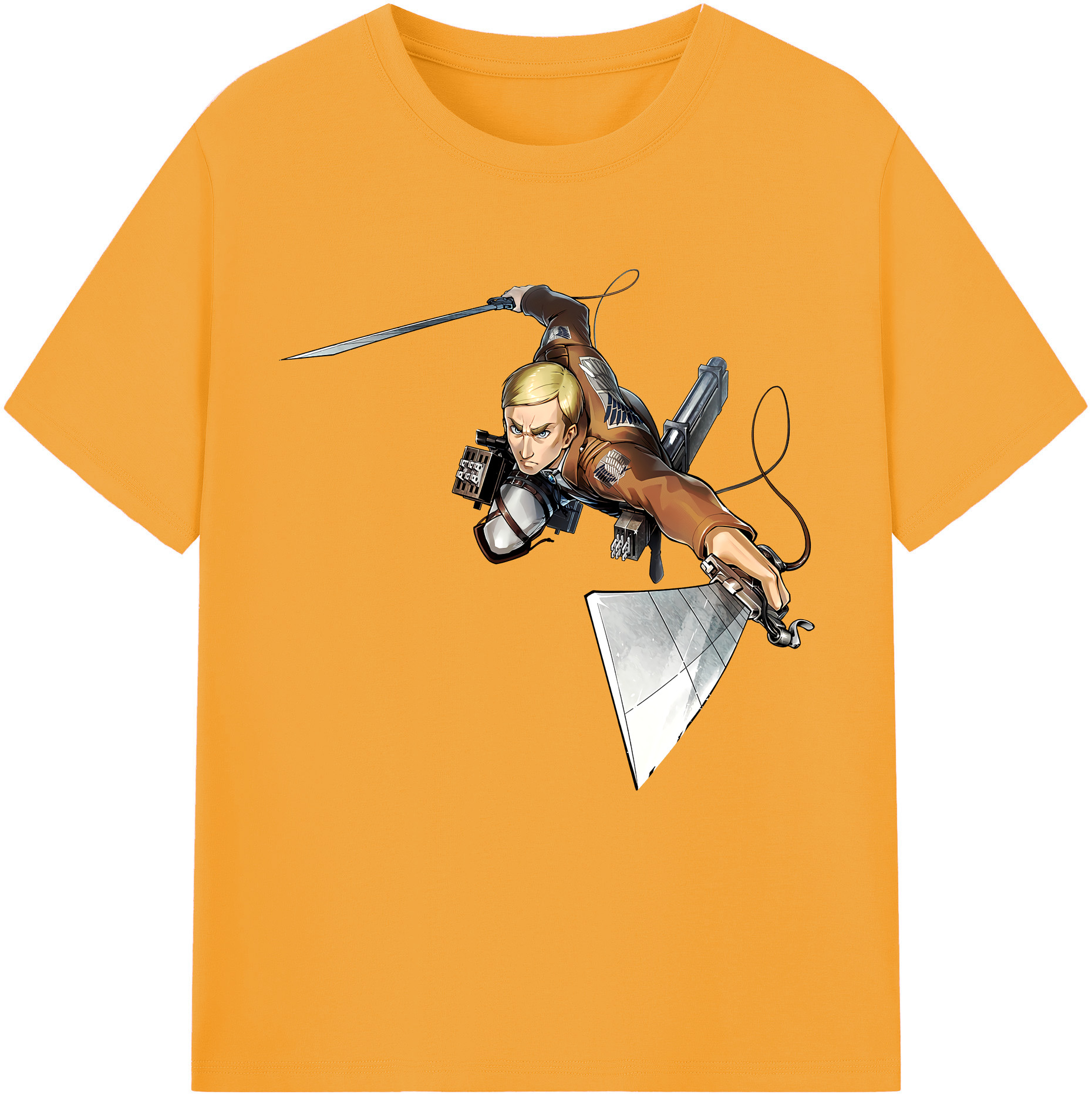 （画像用） 進撃の巨人 エルヴィン・スミス Attack on Titan Erwin Smith 綿100％半袖Tシャツ（フロントプリント）