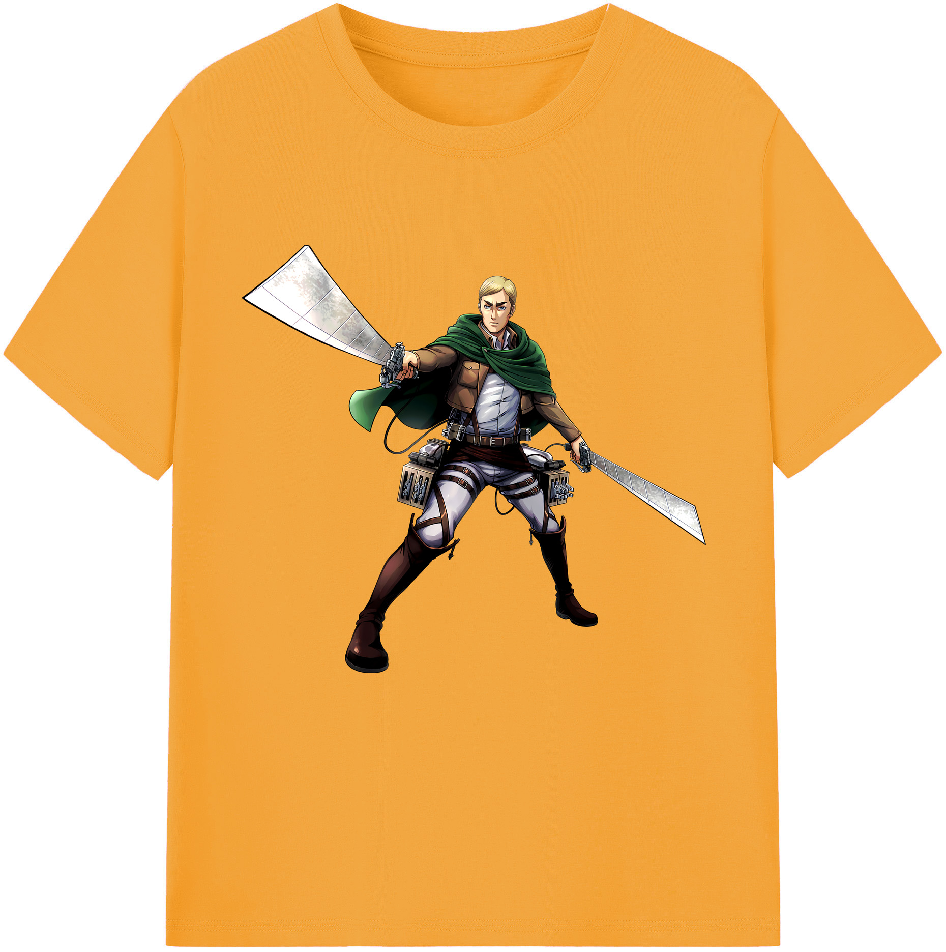 （画像用） 進撃の巨人 エルヴィン・スミス Attack on Titan Erwin Smith 綿100％半袖Tシャツ（フロントプリント）