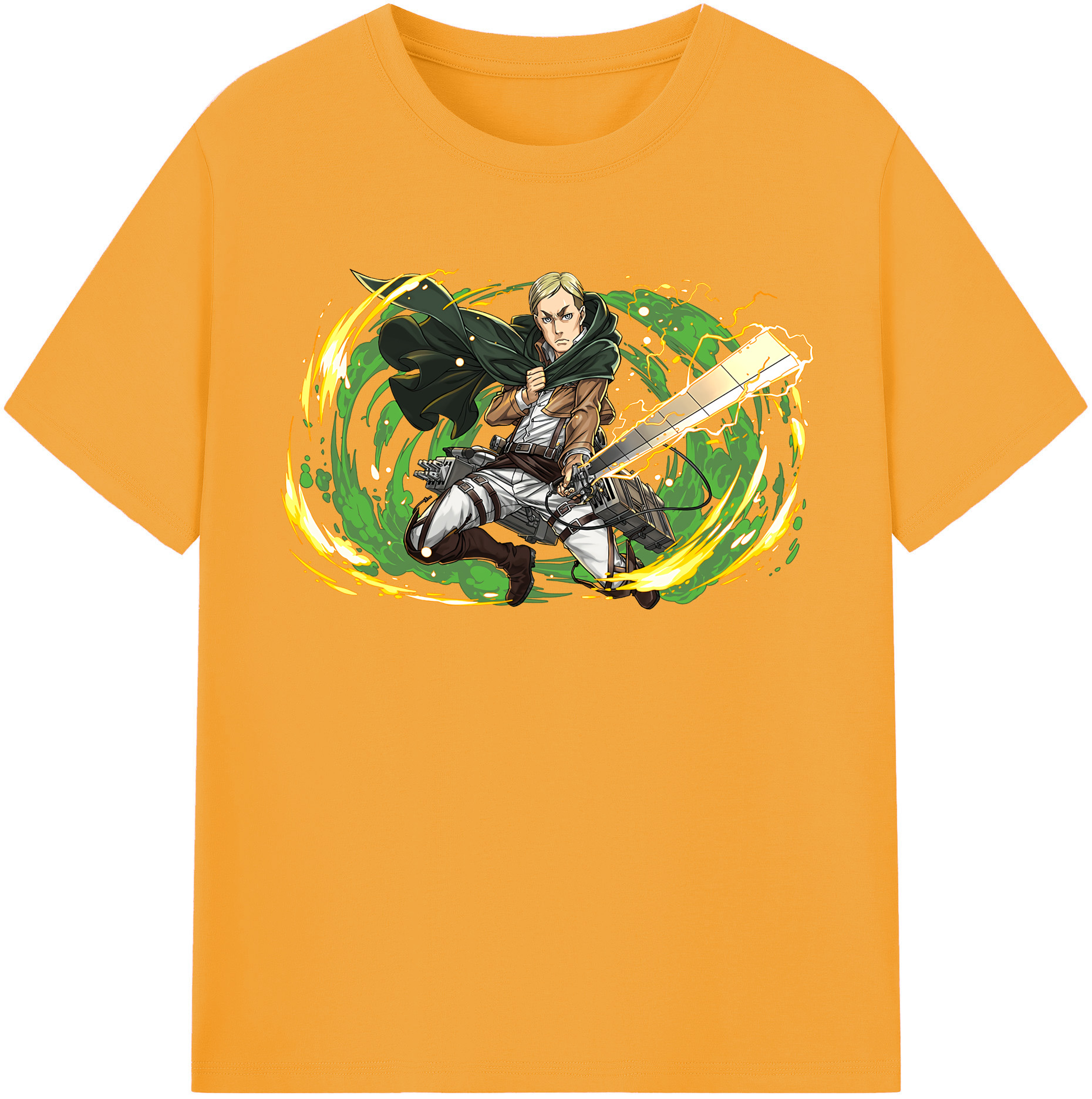 （画像用） 進撃の巨人 エルヴィン・スミス Attack on Titan Erwin Smith 綿100％半袖Tシャツ（フロントプリント）