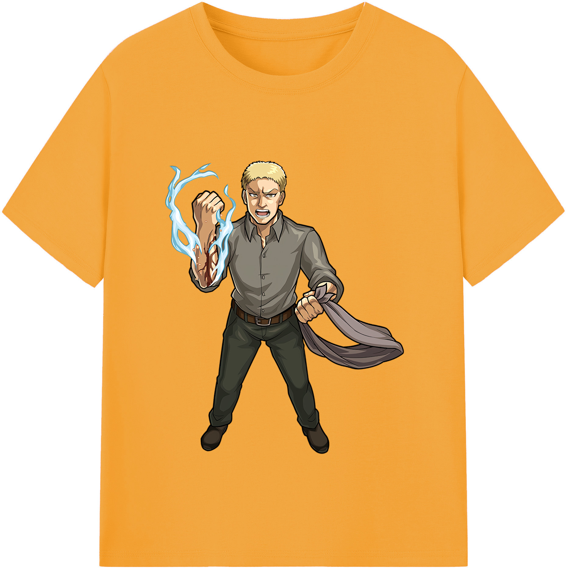 （画像用） 進撃の巨人 ライナー・ブラウン Attack on Titan Reiner Braun 綿100％半袖Tシャツ（フロントプリント）