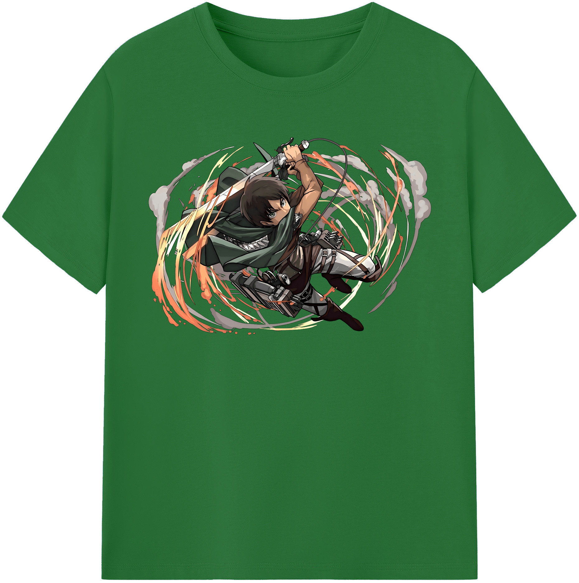 （画像用） 進撃の巨人 エレン･イェーガー Attack on Titan Eren Jäger 綿100％半袖Tシャツ（フロントプリント）