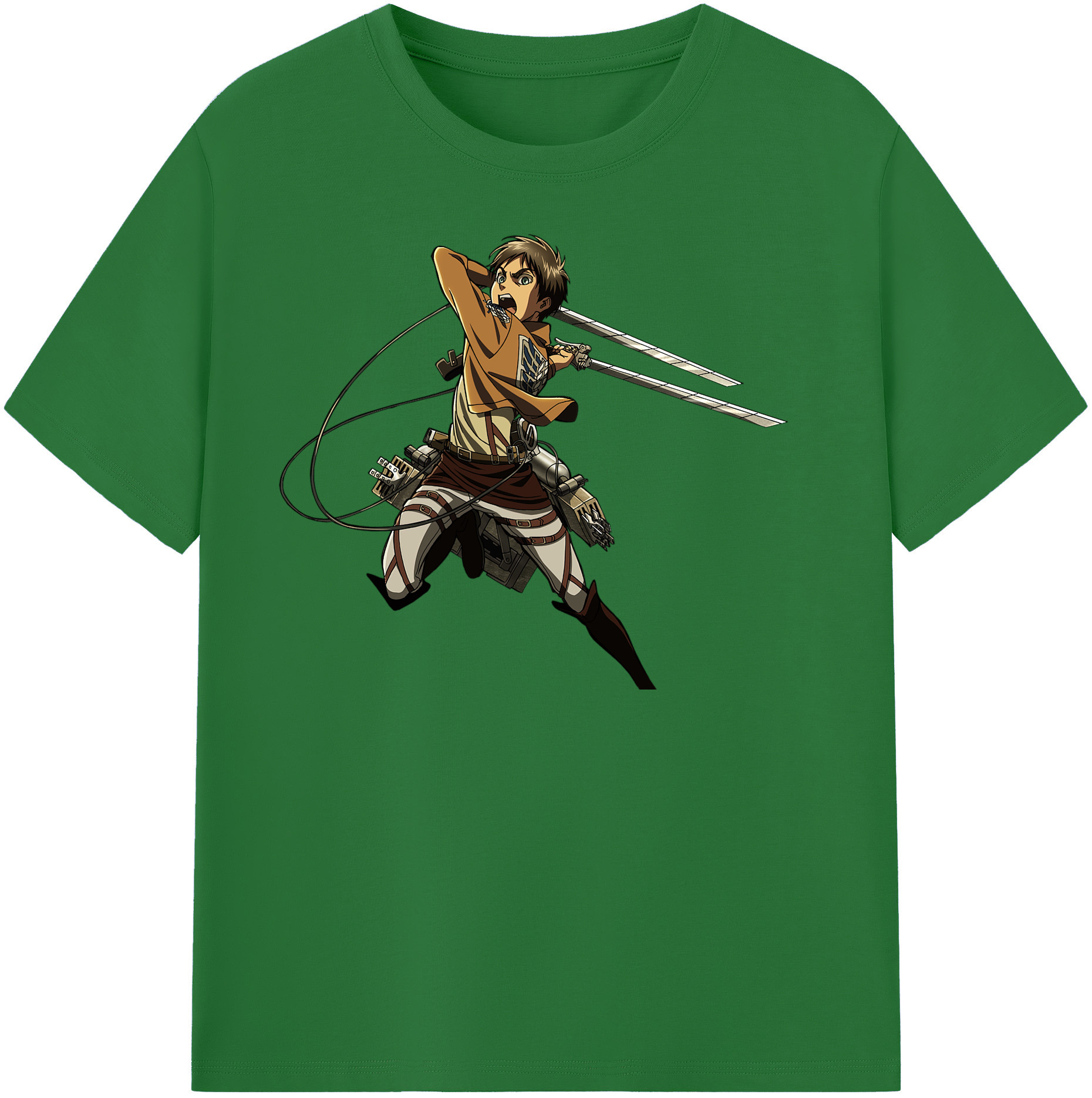（画像用） 進撃の巨人 エレン･イェーガー Attack on Titan Eren Jäger 綿100％半袖Tシャツ（フロントプリント）