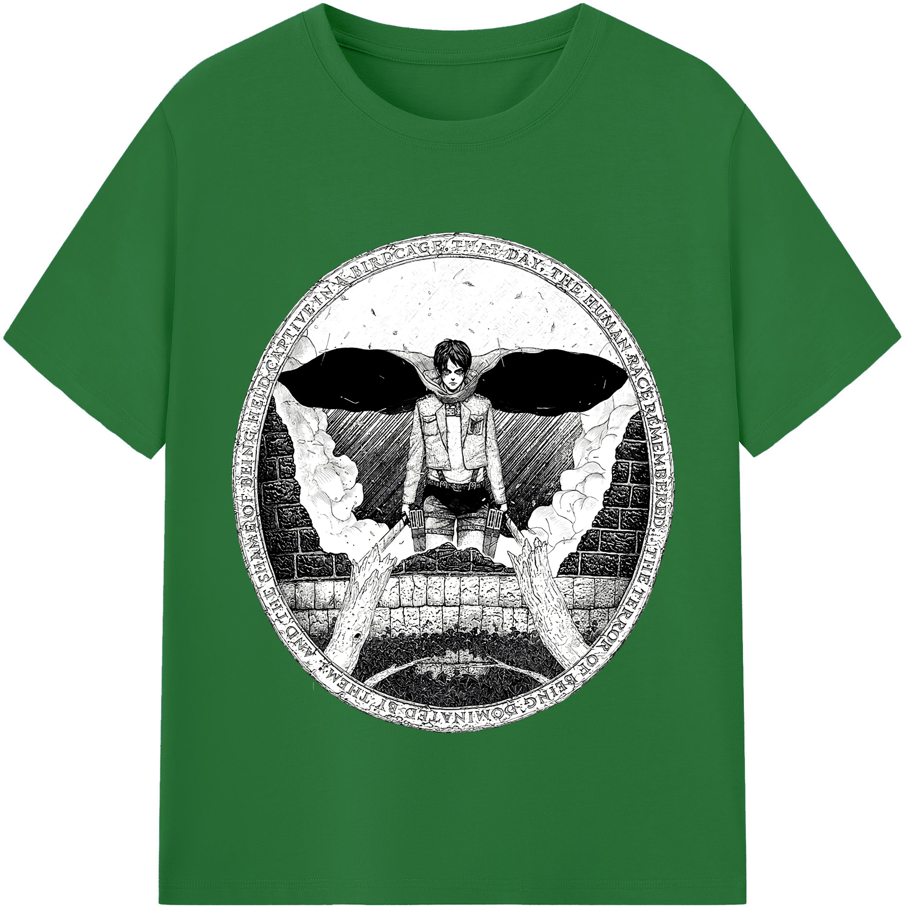 （画像用） 進撃の巨人 エレン･イェーガー Attack on Titan Eren Jäger 綿100％半袖Tシャツ（フロントプリント）