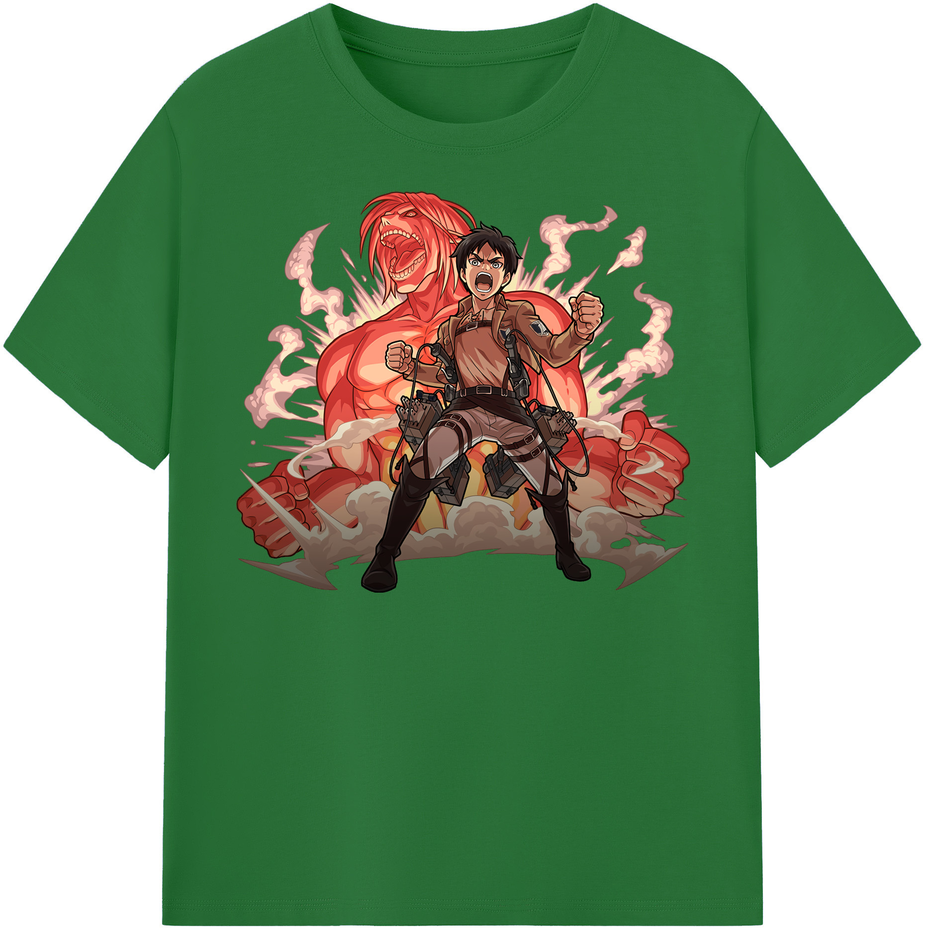 （画像用） 進撃の巨人 エレン･イェーガー Attack on Titan Eren Jäger 綿100％半袖Tシャツ（フロントプリント）
