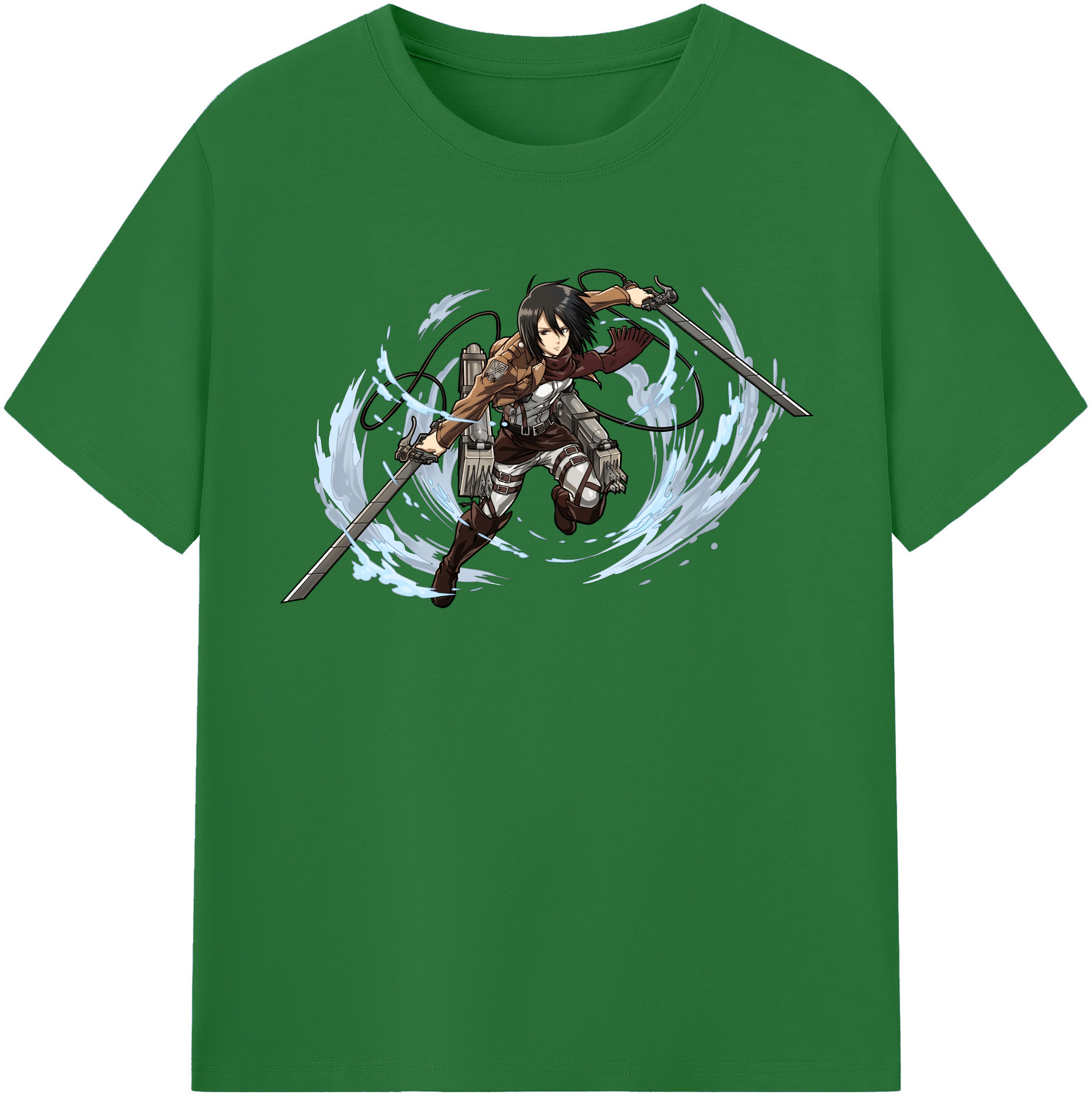 （画像用） 進撃の巨人 ミカサ·アッカーマン Attack on Titan Mikasa Ackerman 綿100％半袖Tシャツ（フロントプリント）