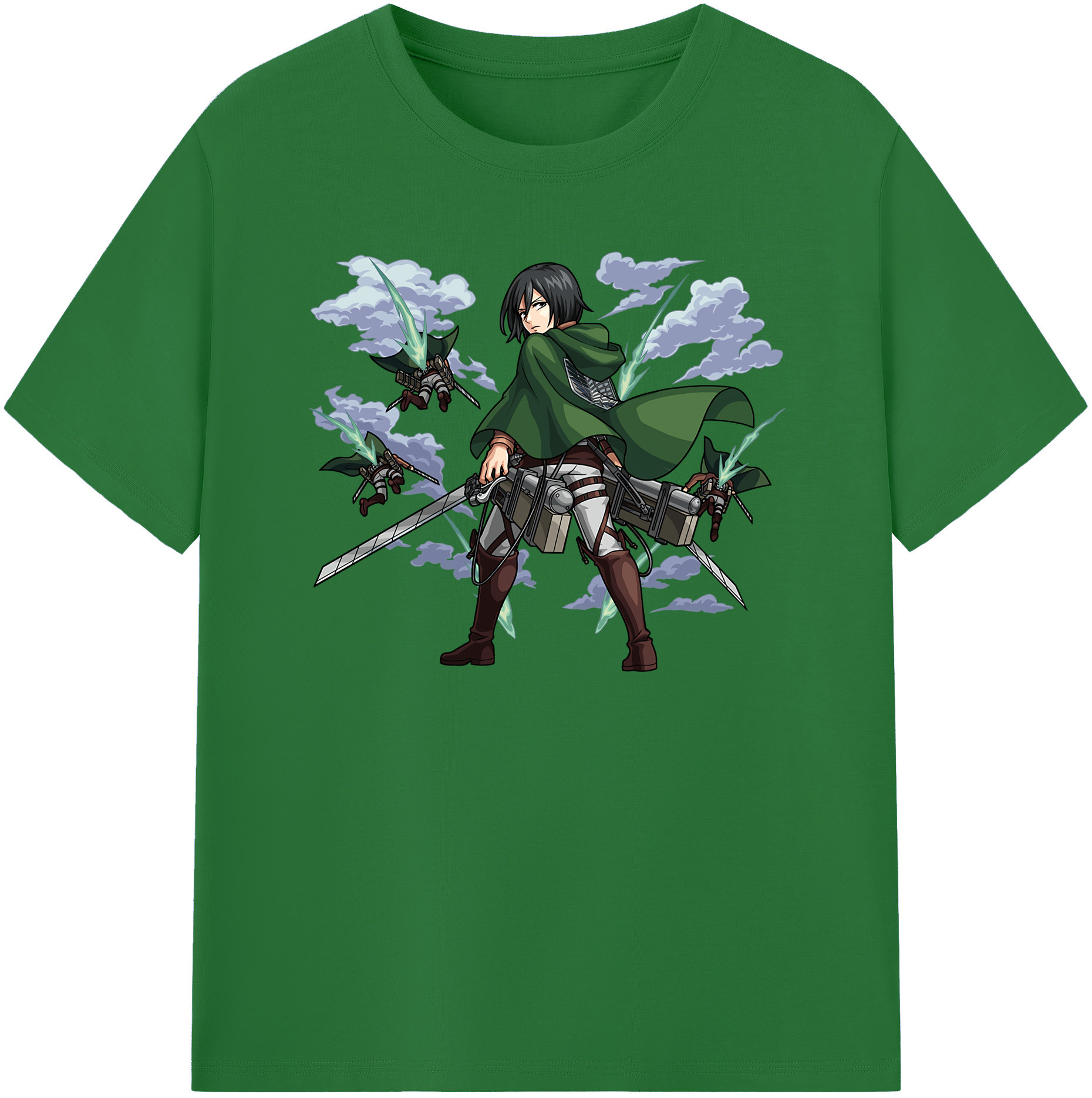 （画像用） 進撃の巨人 ミカサ·アッカーマン Attack on Titan Mikasa Ackerman 綿100％半袖Tシャツ（フロントプリント）