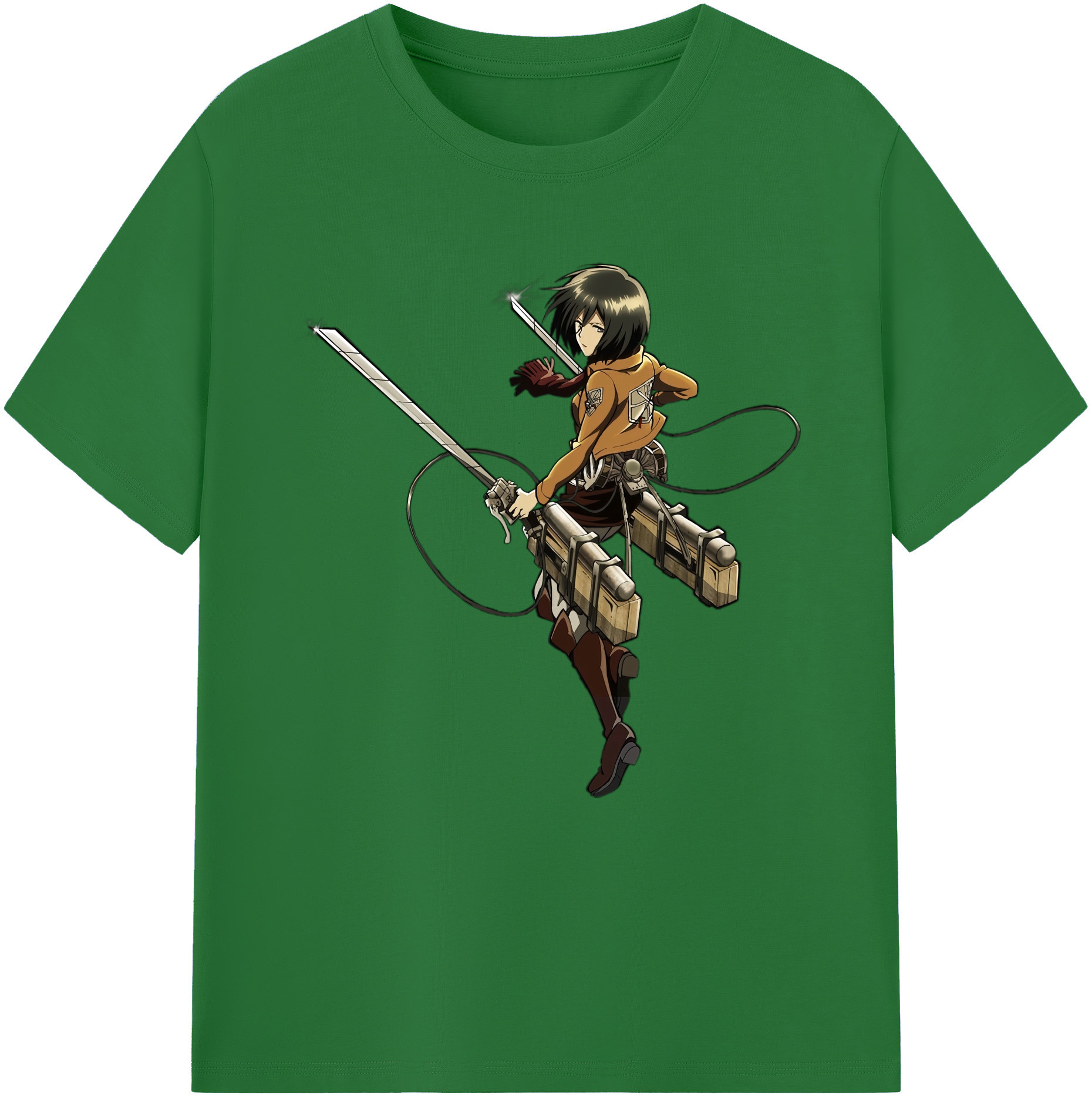 （画像用） 進撃の巨人 ミカサ·アッカーマン Attack on Titan Mikasa Ackerman 綿100％半袖Tシャツ（フロントプリント）