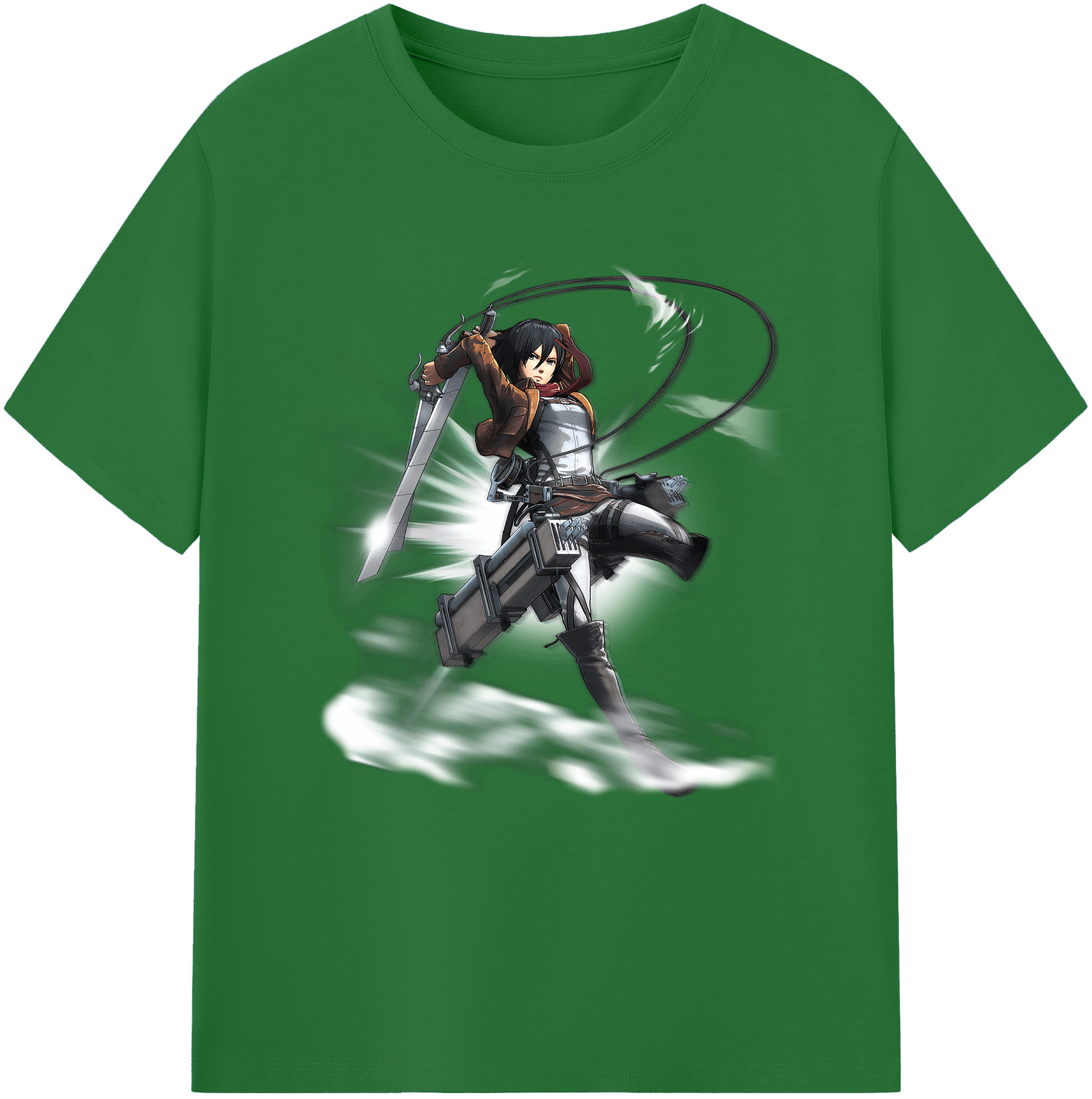 （画像用） 進撃の巨人 ミカサ·アッカーマン Attack on Titan Mikasa Ackerman 綿100％半袖Tシャツ（フロントプリント）