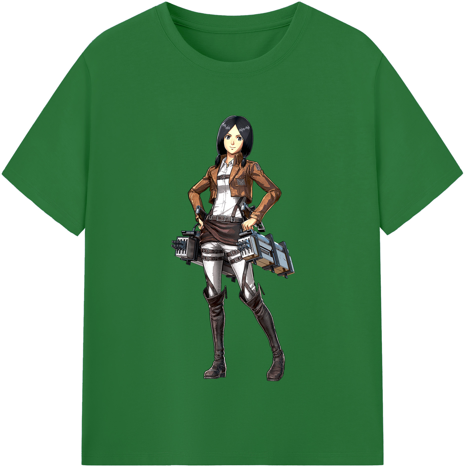 （画像用） 進撃の巨人 ミカサ·アッカーマン Attack on Titan Mikasa Ackerman 綿100％半袖Tシャツ（フロントプリント）
