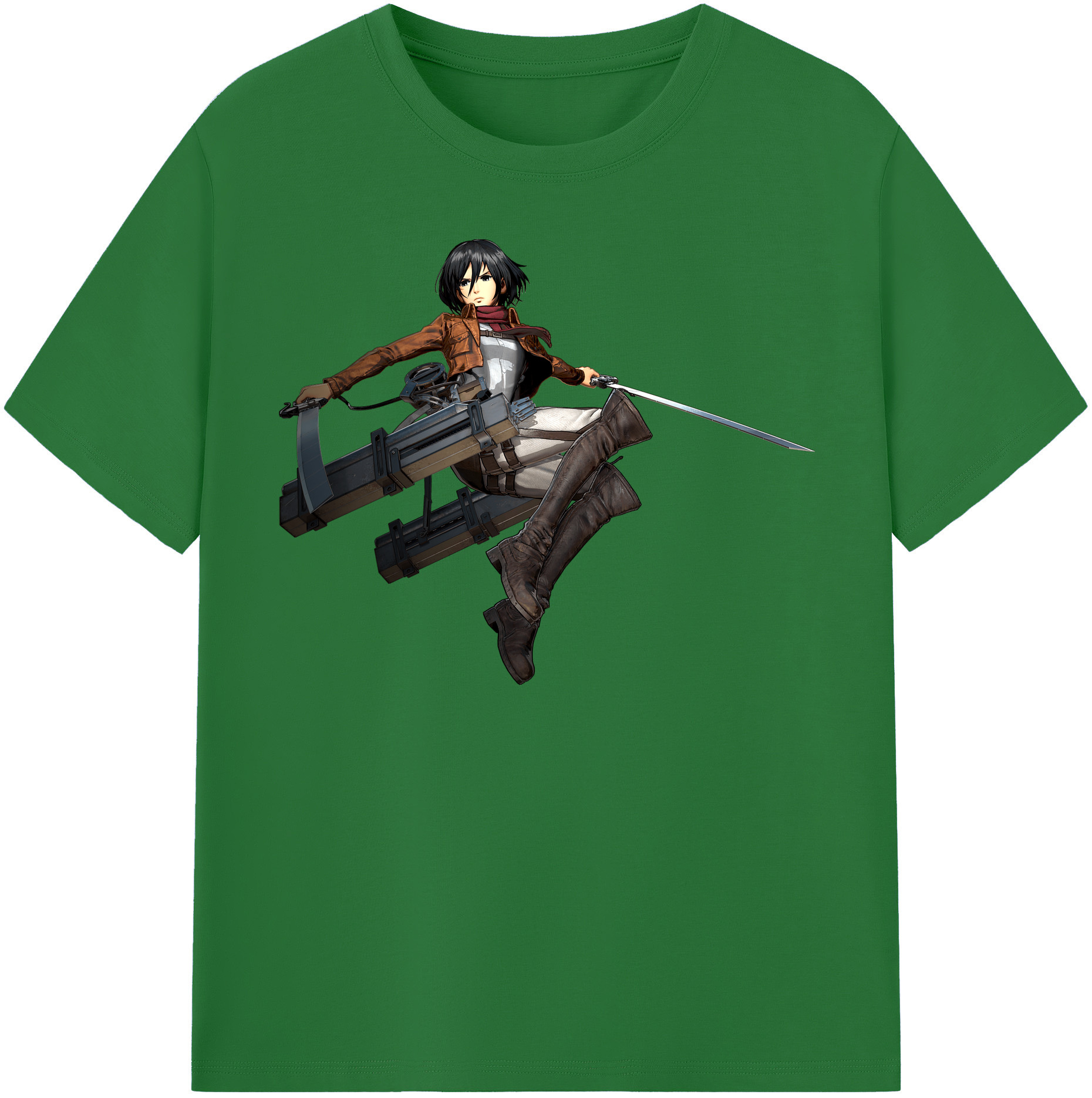 （画像用） 進撃の巨人 ミカサ·アッカーマン Attack on Titan Mikasa Ackerman 綿100％半袖Tシャツ（フロントプリント）