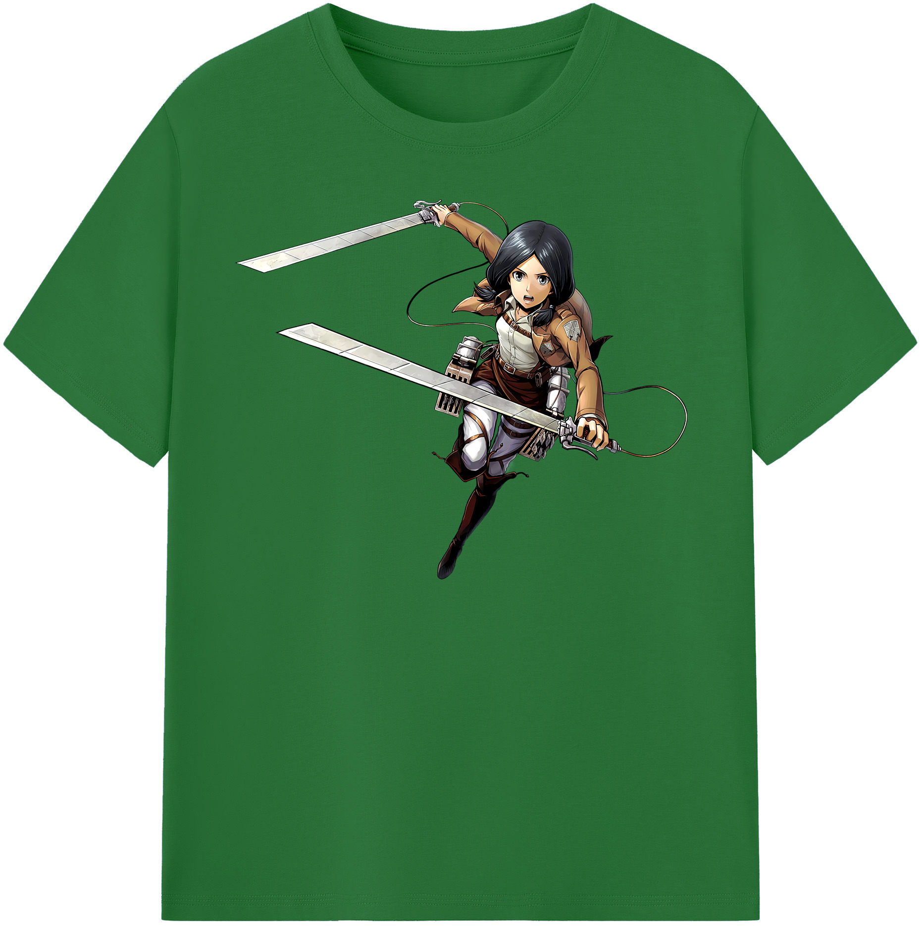 （画像用） 進撃の巨人 ミカサ·アッカーマン Attack on Titan Mikasa Ackerman 綿100％半袖Tシャツ（フロントプリント）