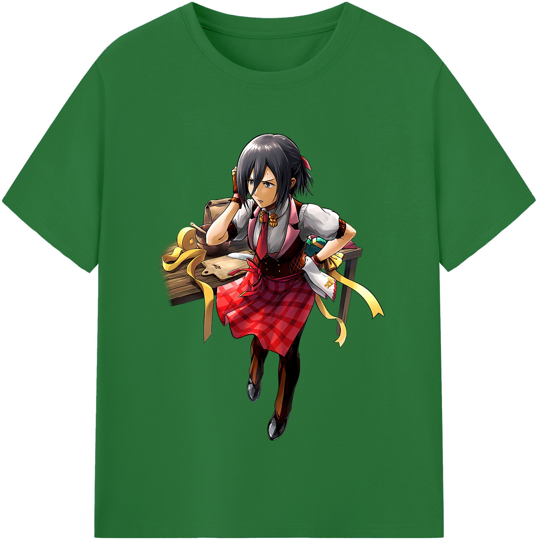 （画像用） 進撃の巨人 ミカサ·アッカーマン Attack on Titan Mikasa Ackerman 綿100％半袖Tシャツ（フロントプリント）