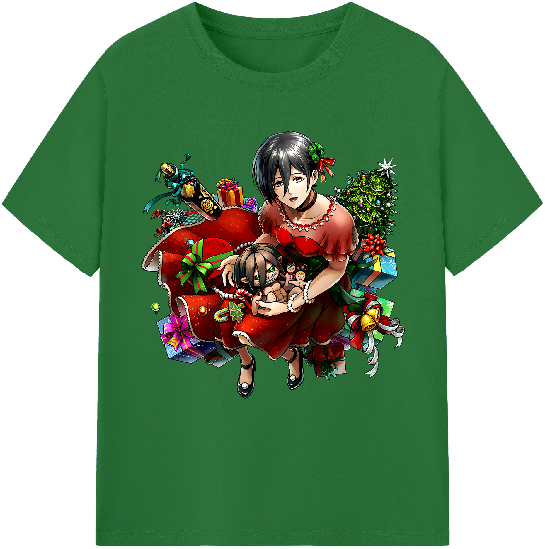 （画像用） 進撃の巨人 ミカサ·アッカーマン Attack on Titan Mikasa Ackerman 綿100％半袖Tシャツ（フロントプリント）