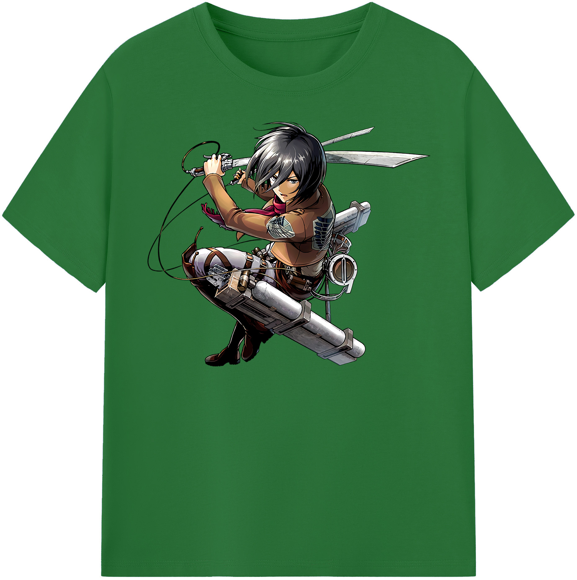 （画像用） 進撃の巨人 ミカサ·アッカーマン Attack on Titan Mikasa Ackerman 綿100％半袖Tシャツ（フロントプリント）