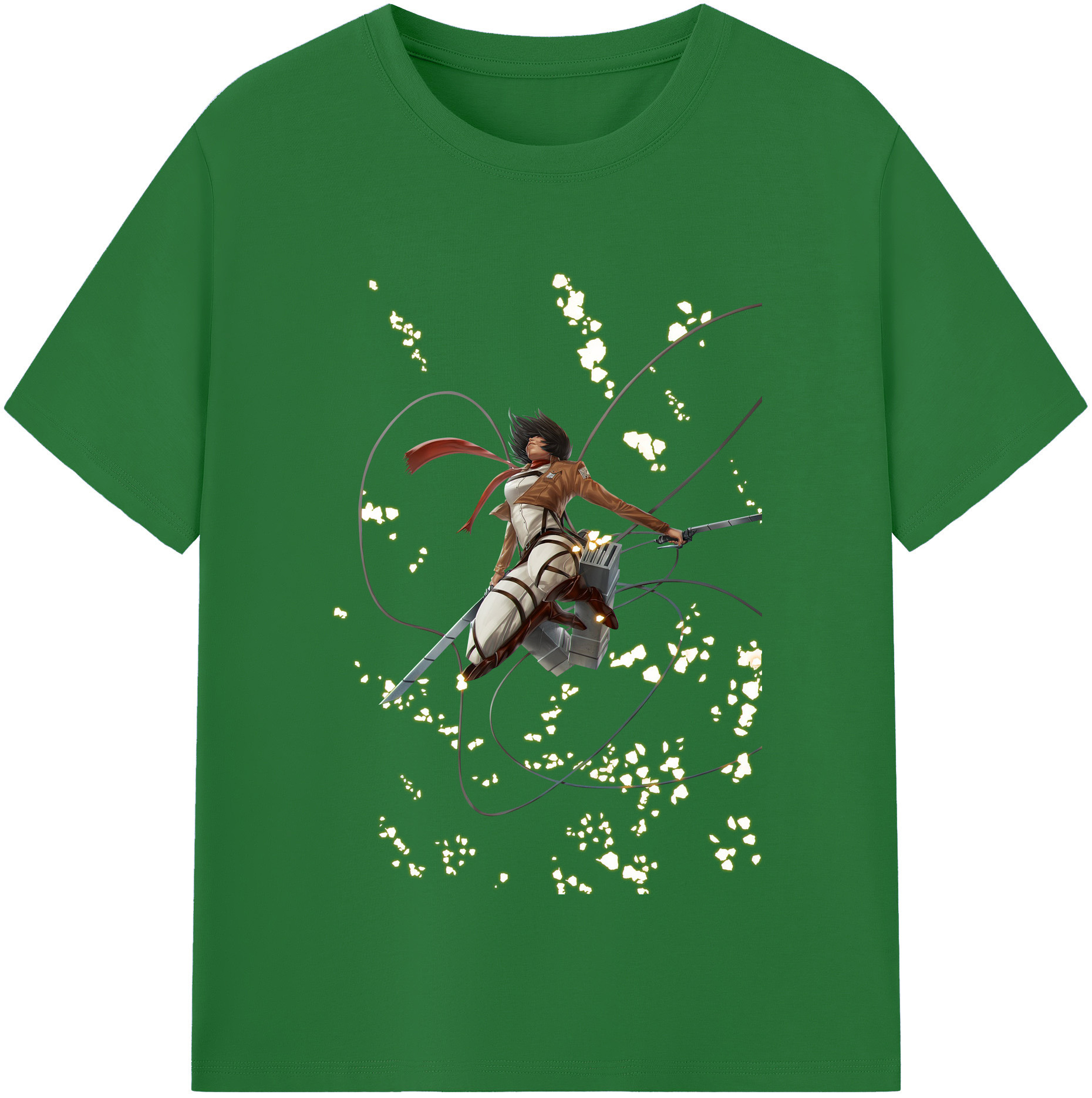 （画像用） 進撃の巨人 ミカサ·アッカーマン Attack on Titan Mikasa Ackerman 綿100％半袖Tシャツ（フロントプリント）