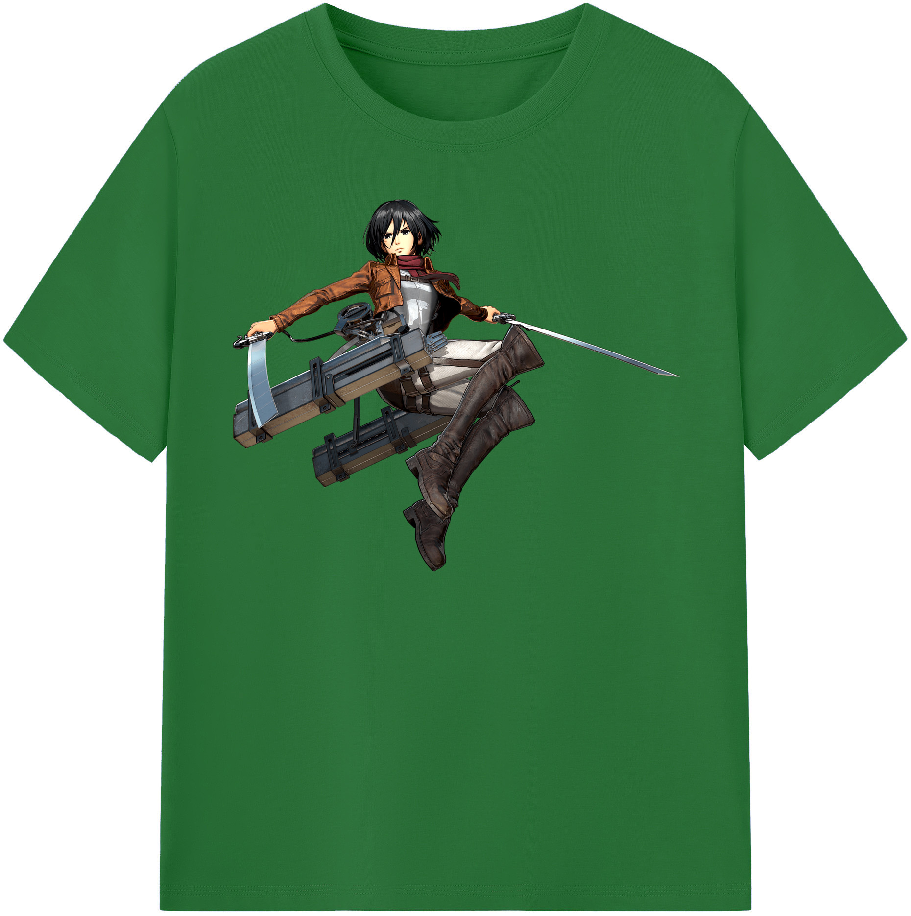 （画像用） 進撃の巨人 ミカサ·アッカーマン Attack on Titan Mikasa Ackerman 綿100％半袖Tシャツ（フロントプリント）