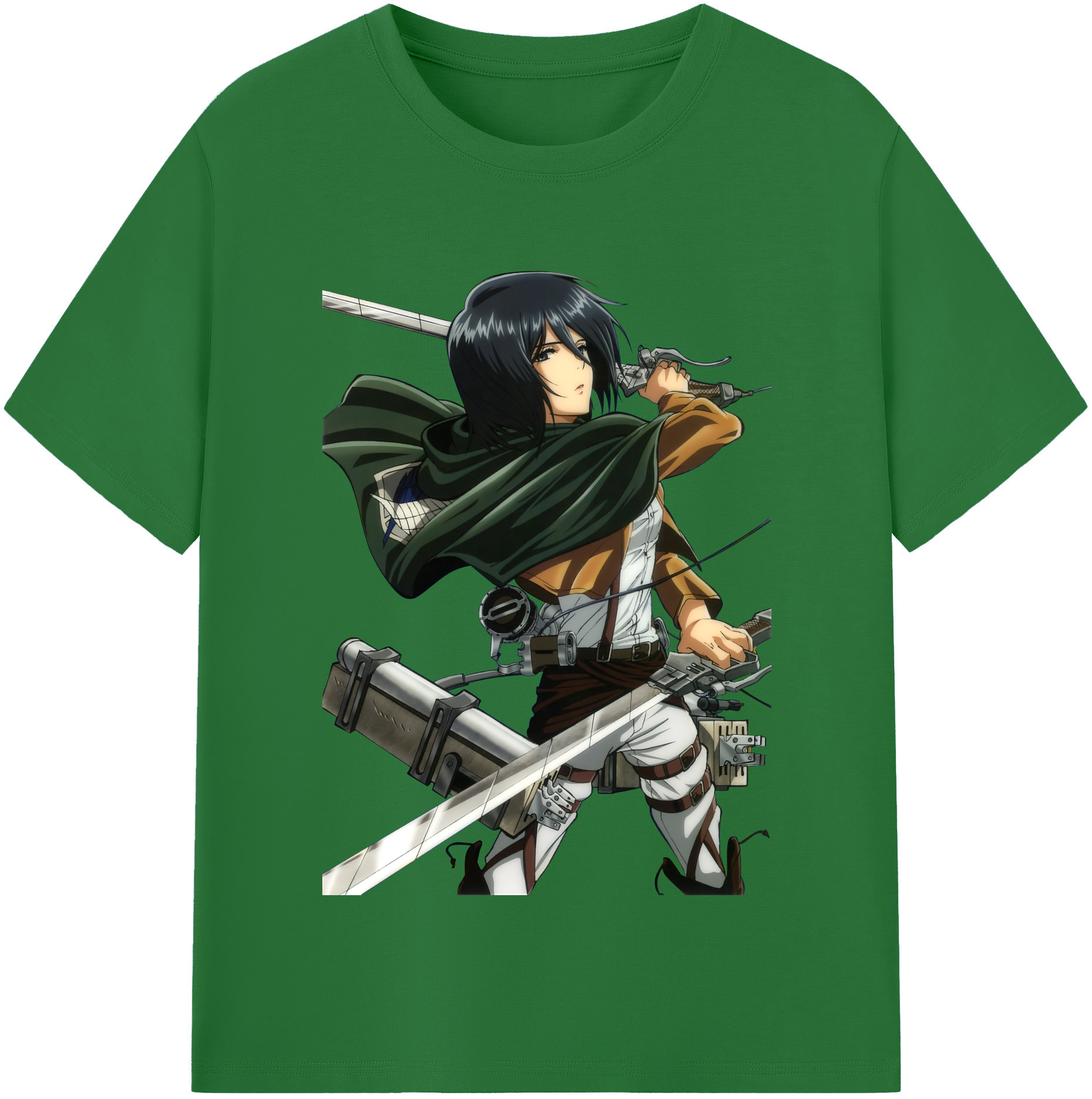 （画像用） 進撃の巨人 ミカサ·アッカーマン Attack on Titan Mikasa Ackerman 綿100％半袖Tシャツ（フロントプリント）