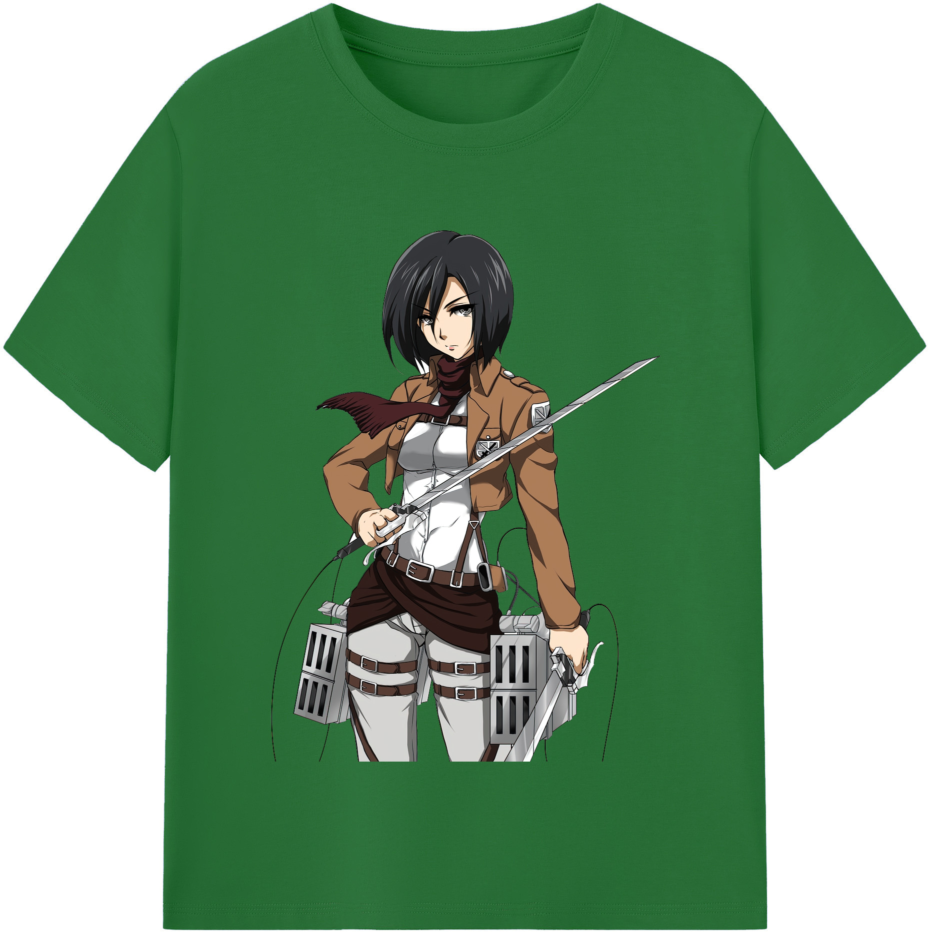 （画像用） 進撃の巨人 ミカサ·アッカーマン Attack on Titan Mikasa Ackerman 綿100％半袖Tシャツ（フロントプリント）