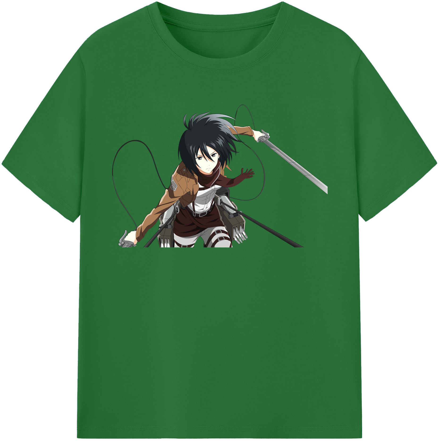 （画像用） 進撃の巨人 ミカサ·アッカーマン Attack on Titan Mikasa Ackerman 綿100％半袖Tシャツ（フロントプリント）