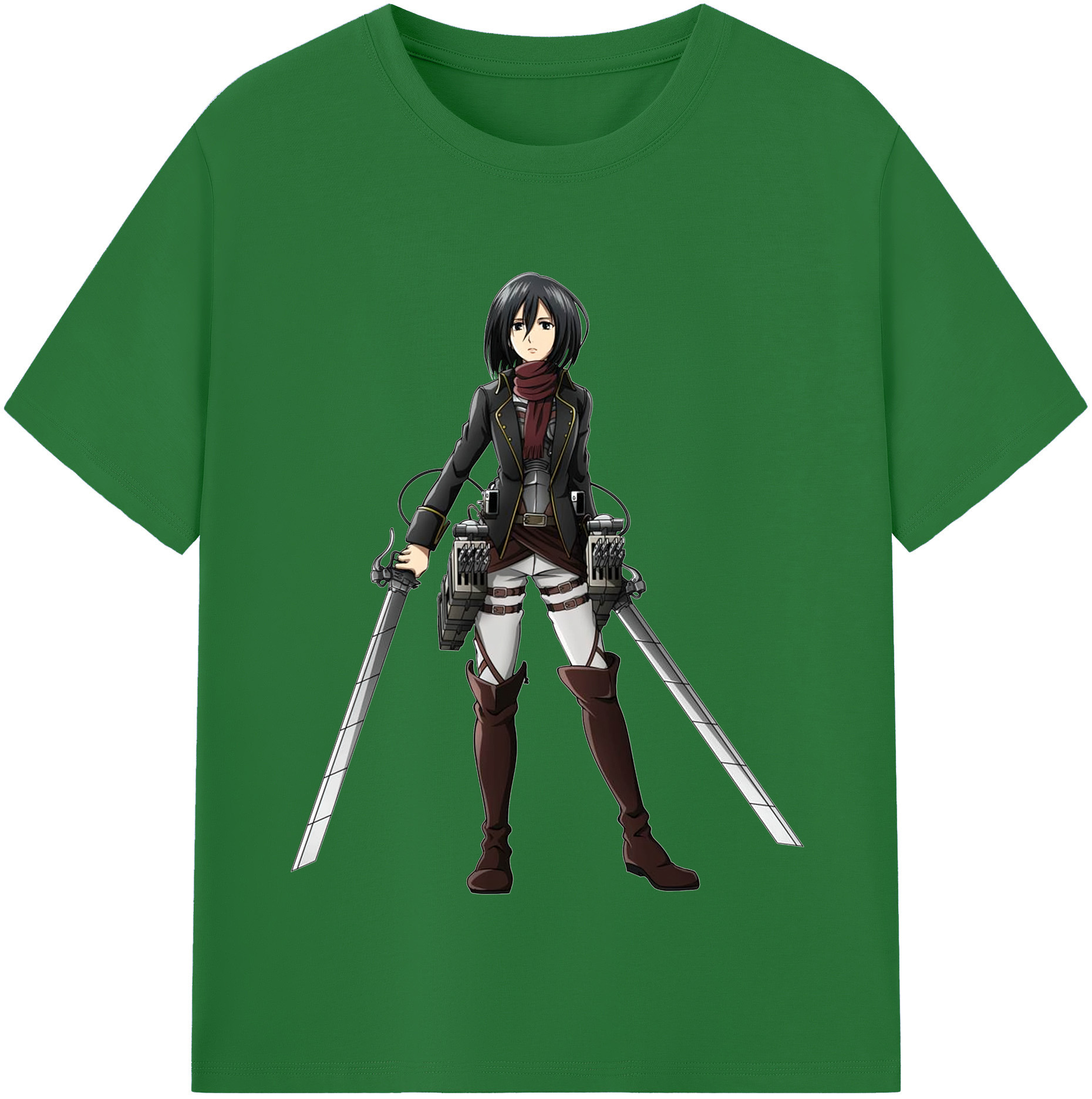 （画像用） 進撃の巨人 ミカサ·アッカーマン Attack on Titan Mikasa Ackerman 綿100％半袖Tシャツ（フロントプリント）