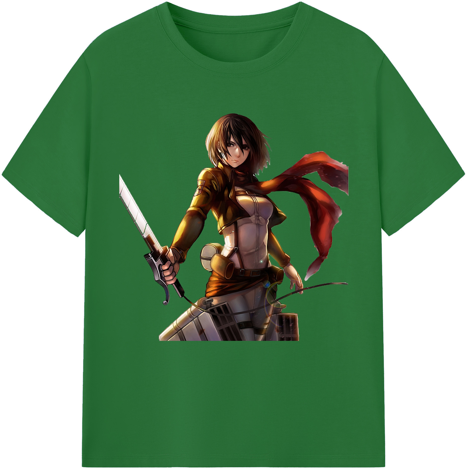（画像用） 進撃の巨人 ミカサ·アッカーマン Attack on Titan Mikasa Ackerman 綿100％半袖Tシャツ（フロントプリント）