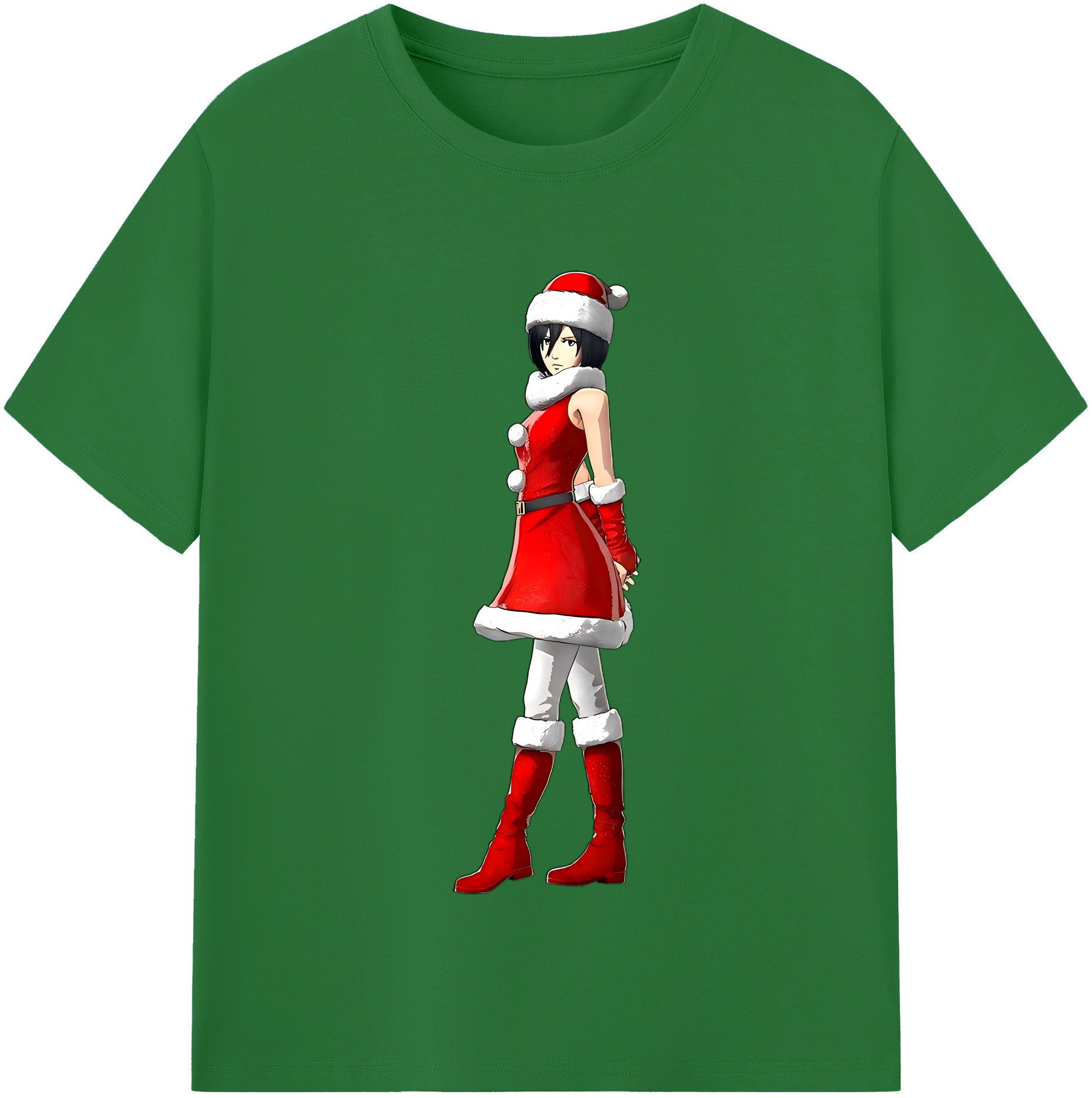 （画像用） 進撃の巨人 ミカサ·アッカーマン Attack on Titan Mikasa Ackerman 綿100％半袖Tシャツ（フロントプリント）