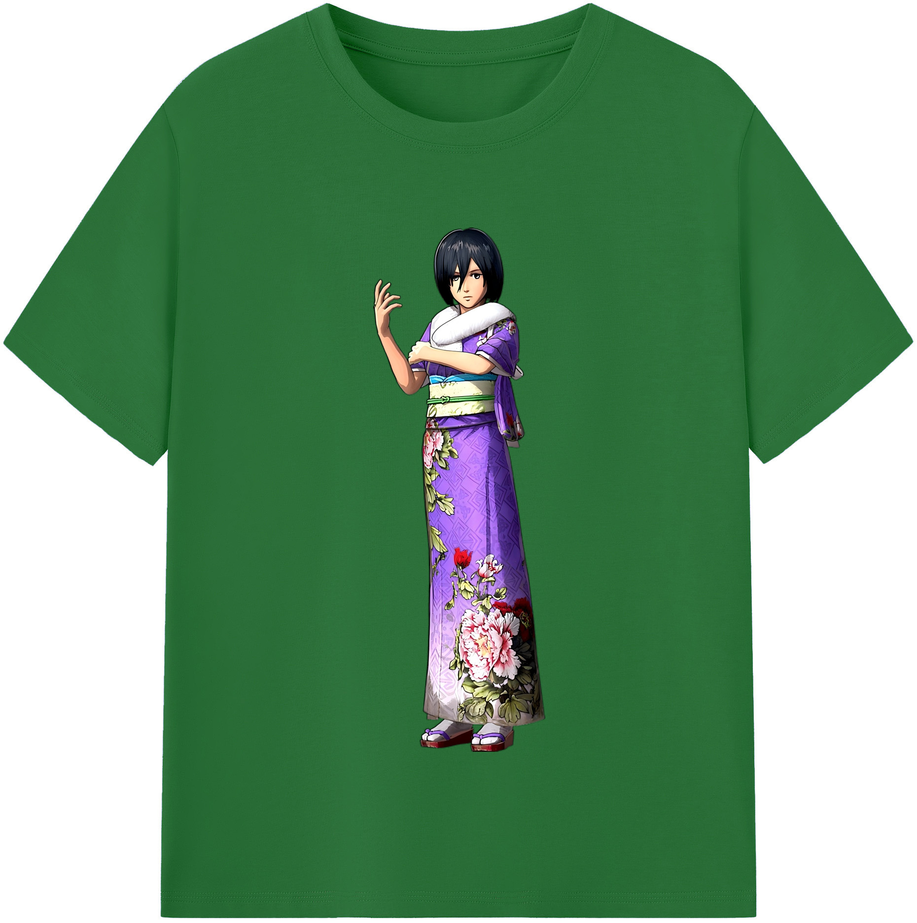 （画像用） 進撃の巨人 ミカサ·アッカーマン Attack on Titan Mikasa Ackerman 綿100％半袖Tシャツ（フロントプリント）
