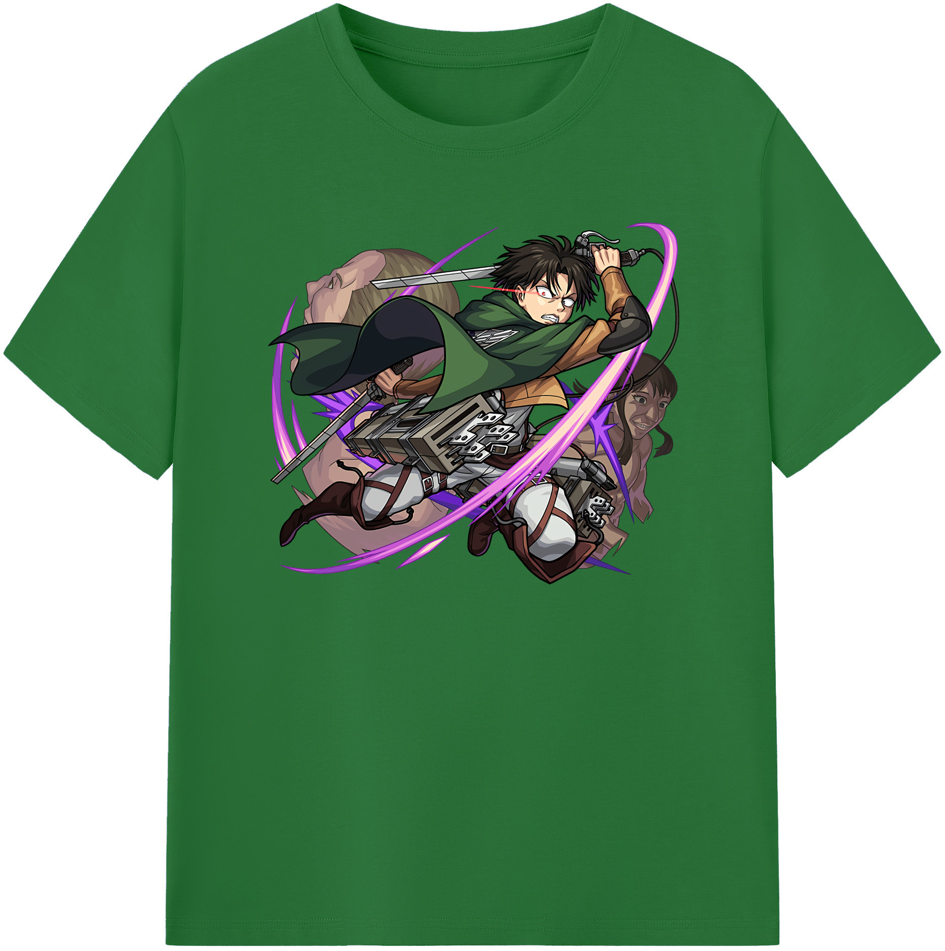 （画像用） 進撃の巨人 リヴァイ·アッカーマン Attack on Titan Levi Ackerman 綿100％半袖Tシャツ（フロントプリント）