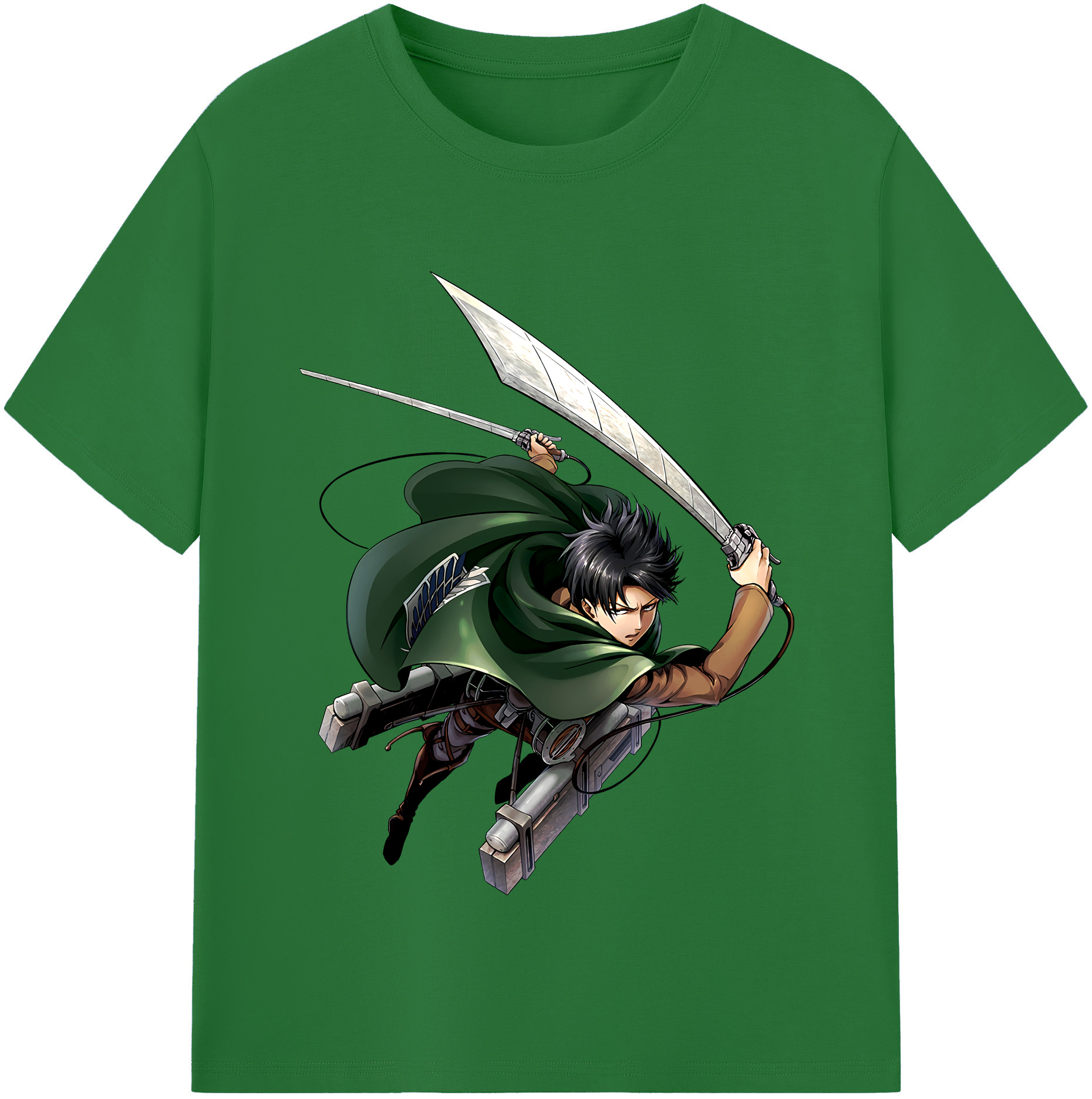 （画像用） 進撃の巨人 リヴァイ·アッカーマン Attack on Titan Levi Ackerman 綿100％半袖Tシャツ（フロントプリント）