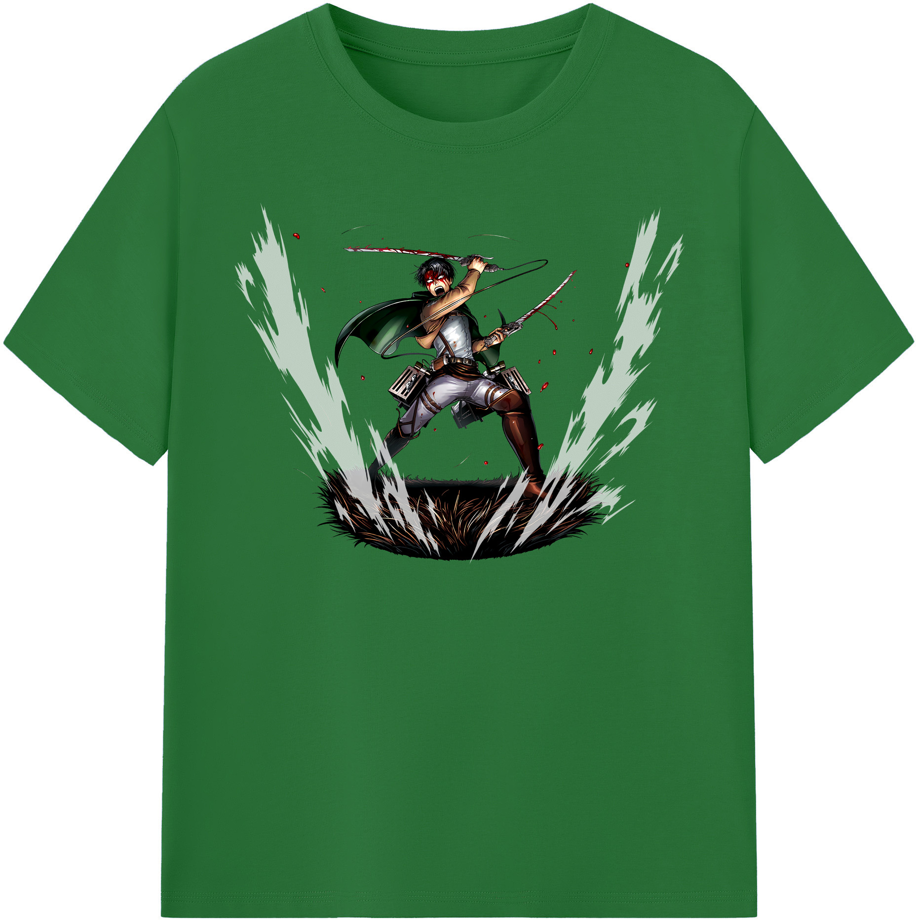 （画像用） 進撃の巨人 リヴァイ·アッカーマン Attack on Titan Levi Ackerman 綿100％半袖Tシャツ（フロントプリント）