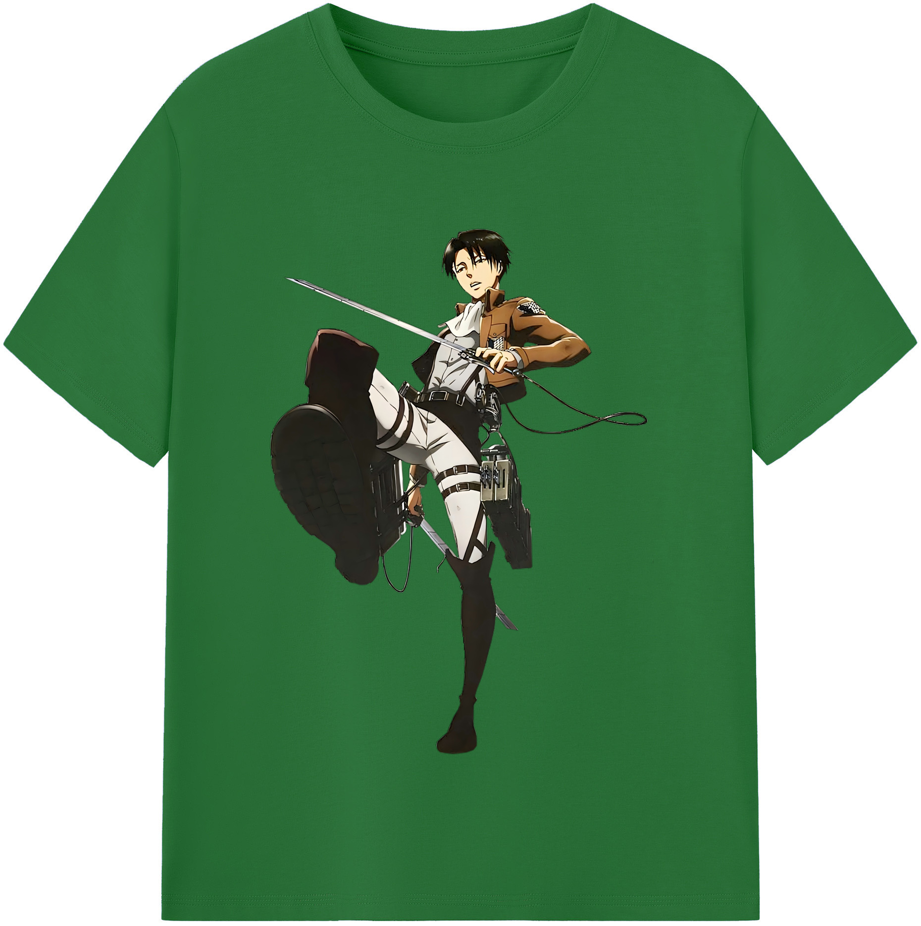 （画像用） 進撃の巨人 リヴァイ·アッカーマン Attack on Titan Levi Ackerman 綿100％半袖Tシャツ（フロントプリント）
