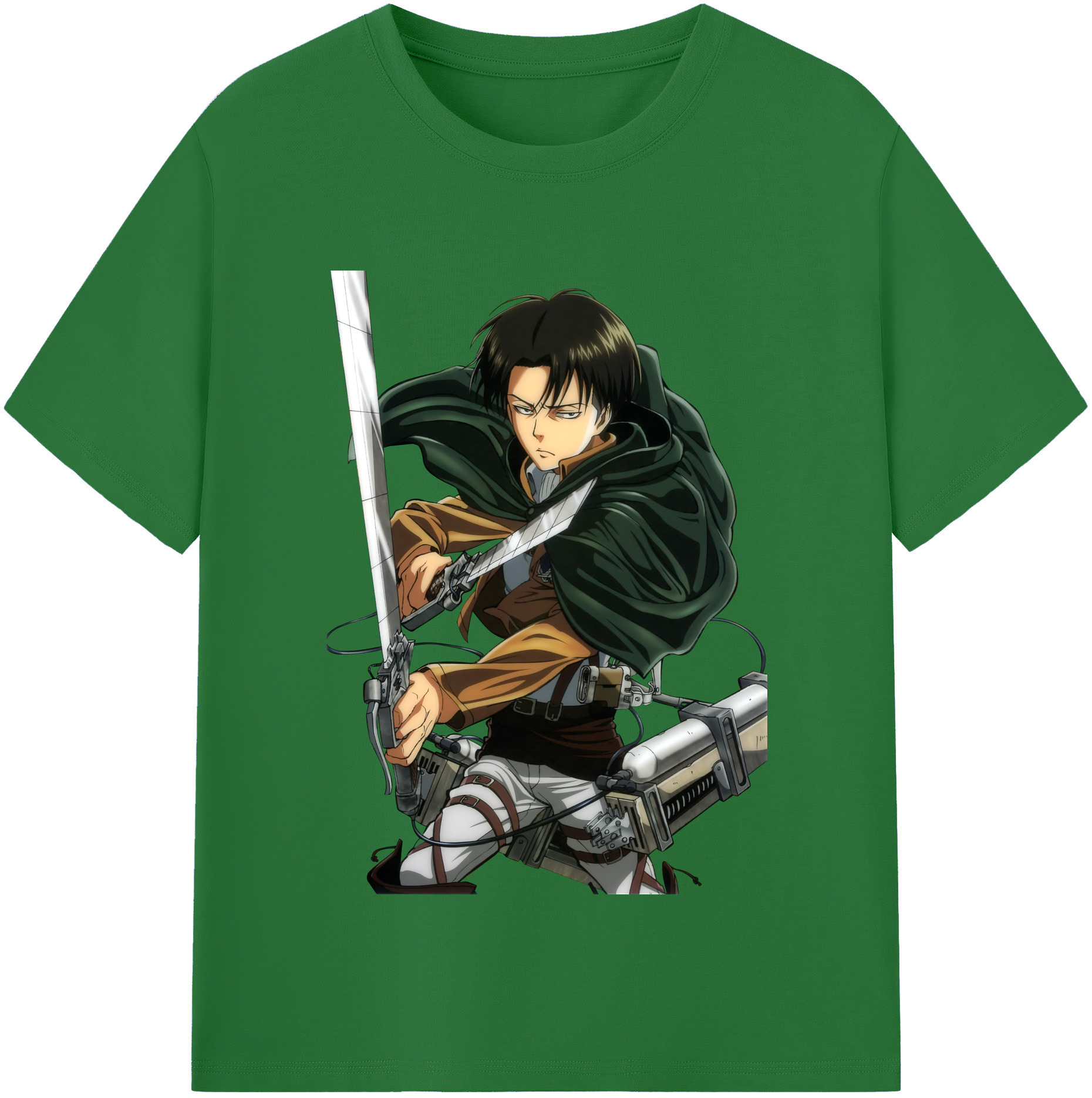 （画像用） 進撃の巨人 リヴァイ·アッカーマン Attack on Titan Levi Ackerman 綿100％半袖Tシャツ（フロントプリント）