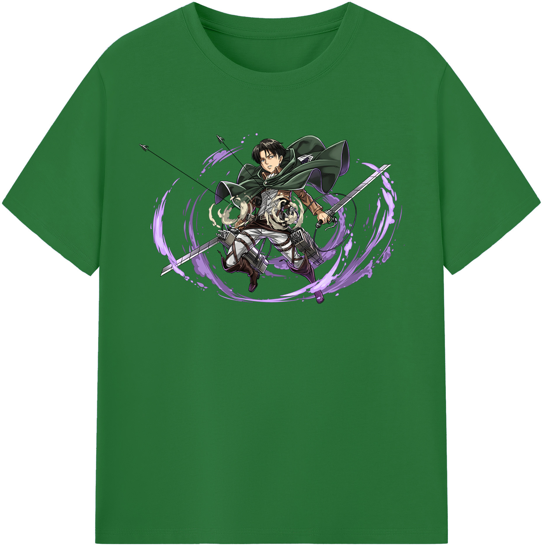 （画像用） 進撃の巨人 リヴァイ·アッカーマン Attack on Titan Levi Ackerman 綿100％半袖Tシャツ（フロントプリント）