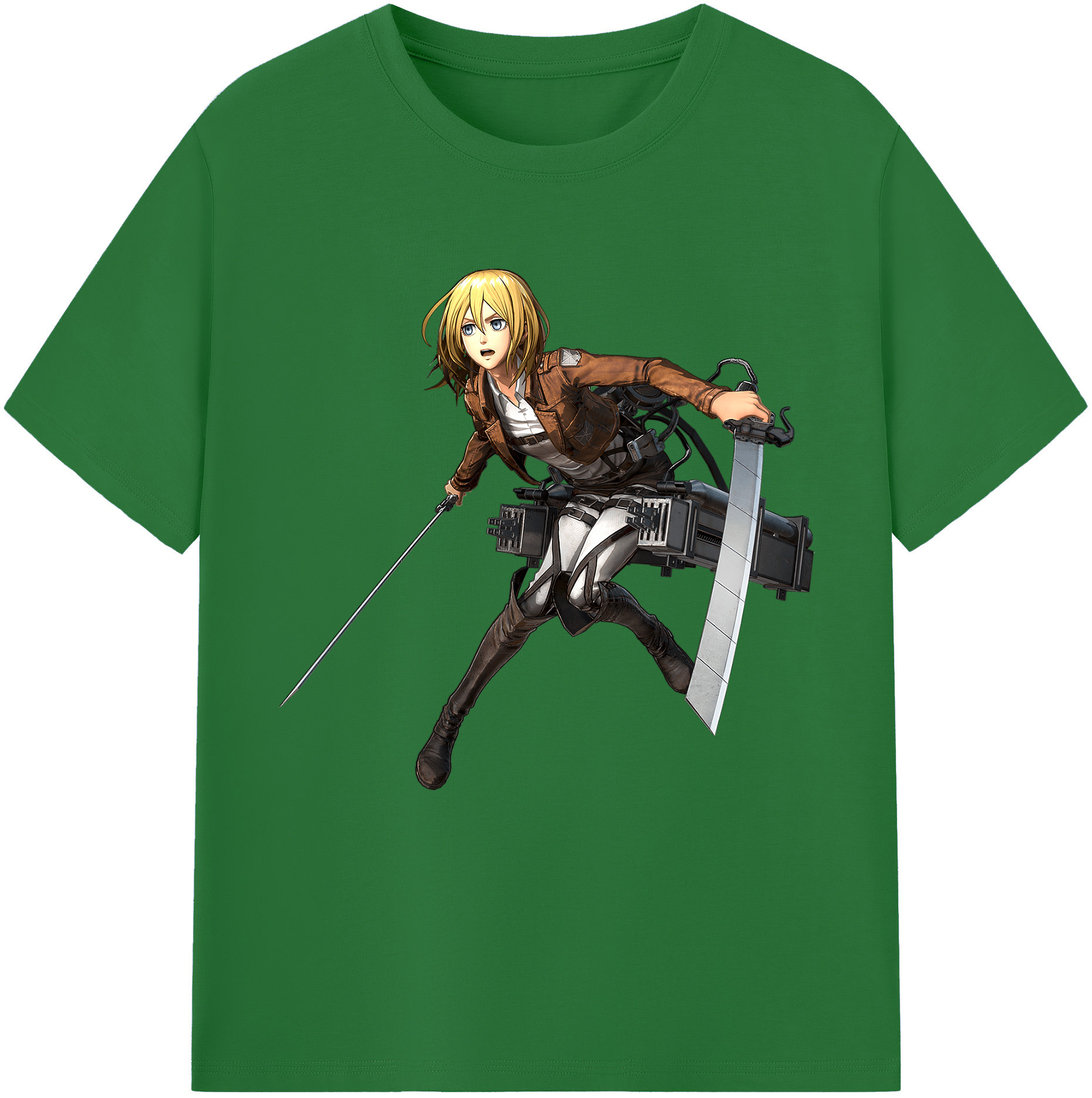 （画像用） 進撃の巨人 クリスタ·レンズ Attack on Titan Christa Lenz 綿100％半袖Tシャツ（フロントプリント）