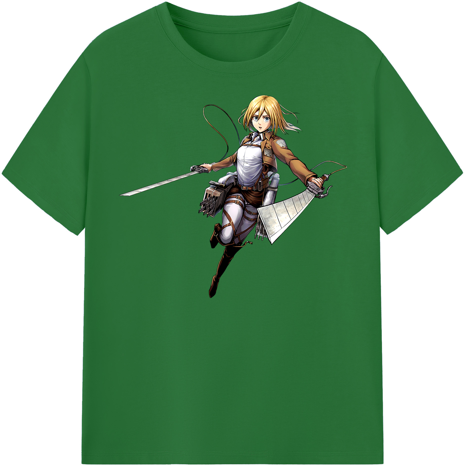 （画像用） 進撃の巨人 クリスタ·レンズ Attack on Titan Christa Lenz 綿100％半袖Tシャツ（フロントプリント）