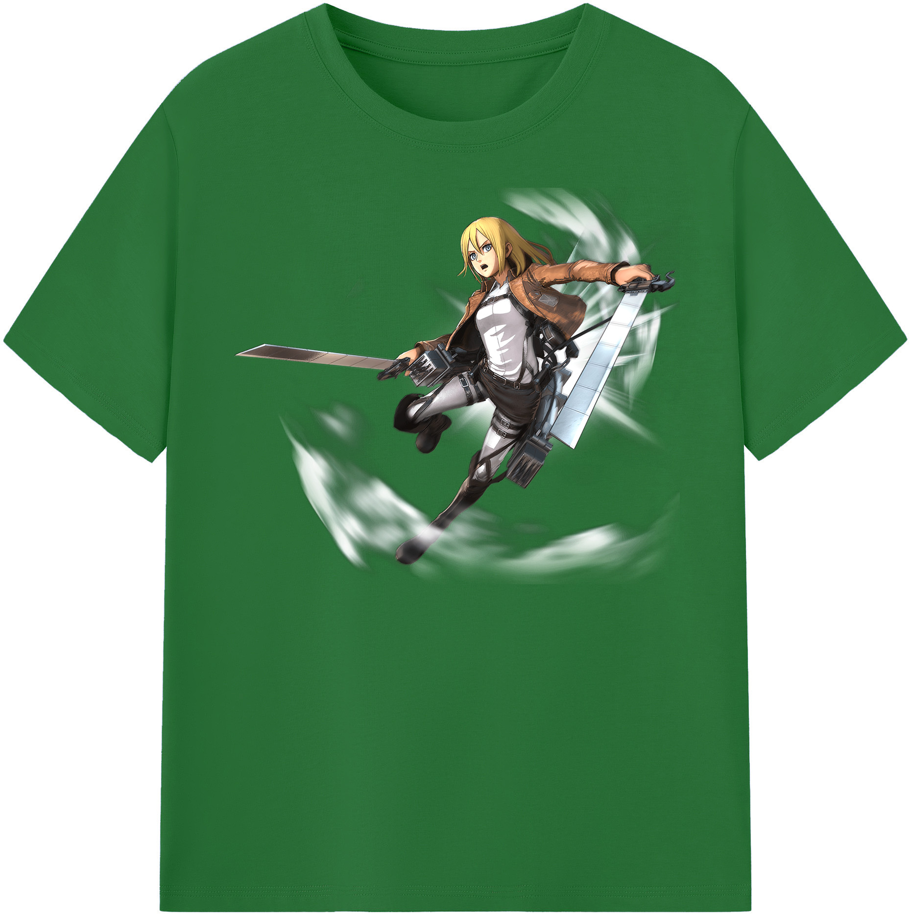 （画像用） 進撃の巨人 クリスタ·レンズ Attack on Titan Christa Lenz 綿100％半袖Tシャツ（フロントプリント）
