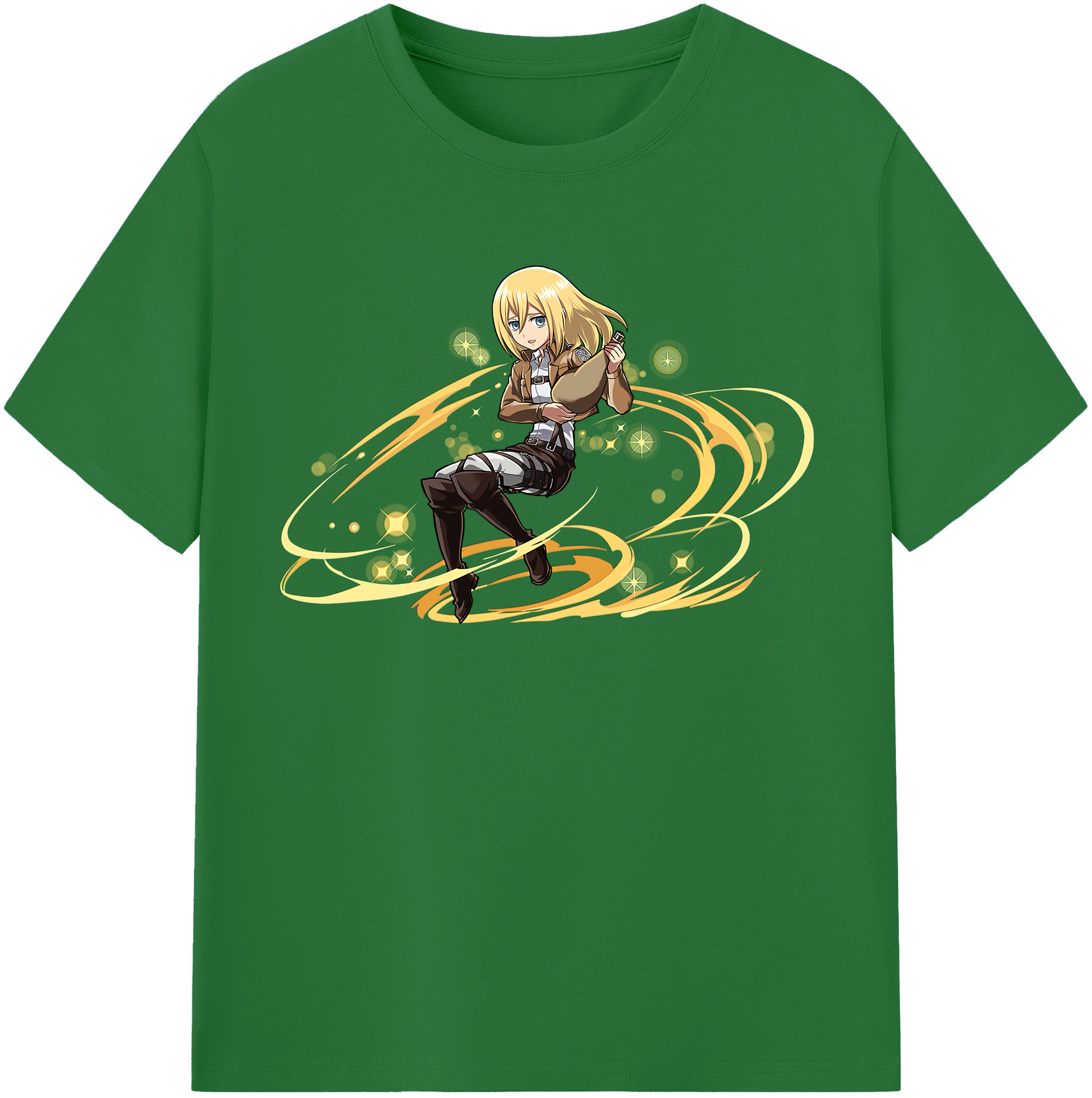 （画像用） 進撃の巨人 クリスタ·レンズ Attack on Titan Christa Lenz 綿100％半袖Tシャツ（フロントプリント）