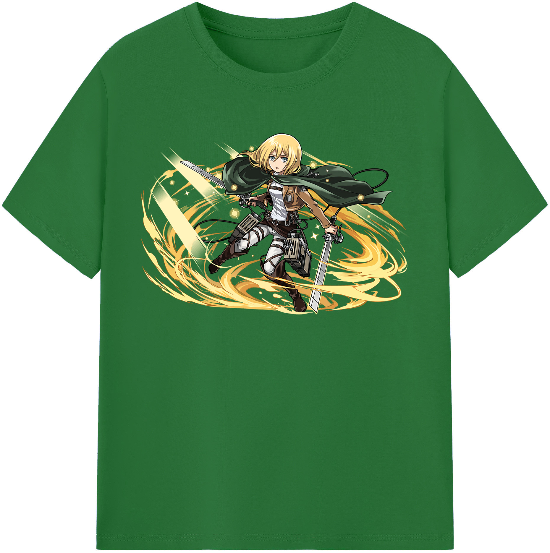 （画像用） 進撃の巨人 クリスタ·レンズ Attack on Titan Christa Lenz 綿100％半袖Tシャツ（フロントプリント）